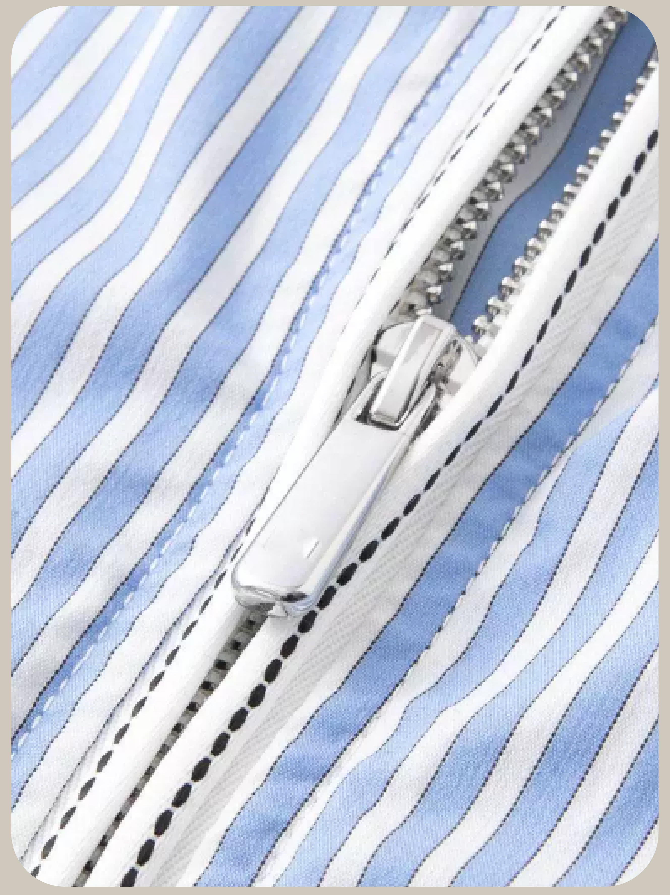 Cropped Zip Stripe Shirt/クロップド丈ジップストライプシャツ