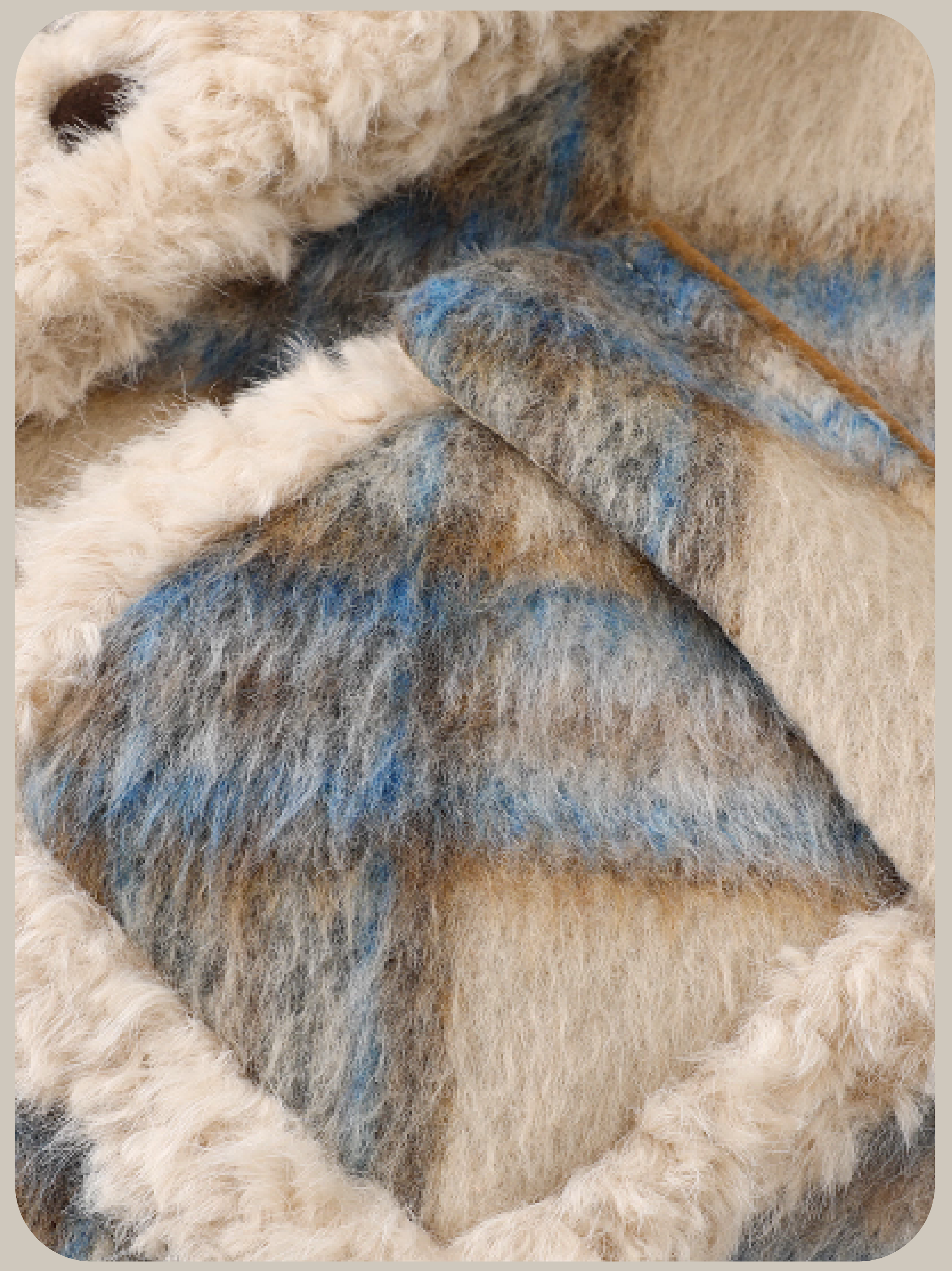 Cozy Check Style Faux Fur Jacket/チェックスタイルフェイクファージャケット