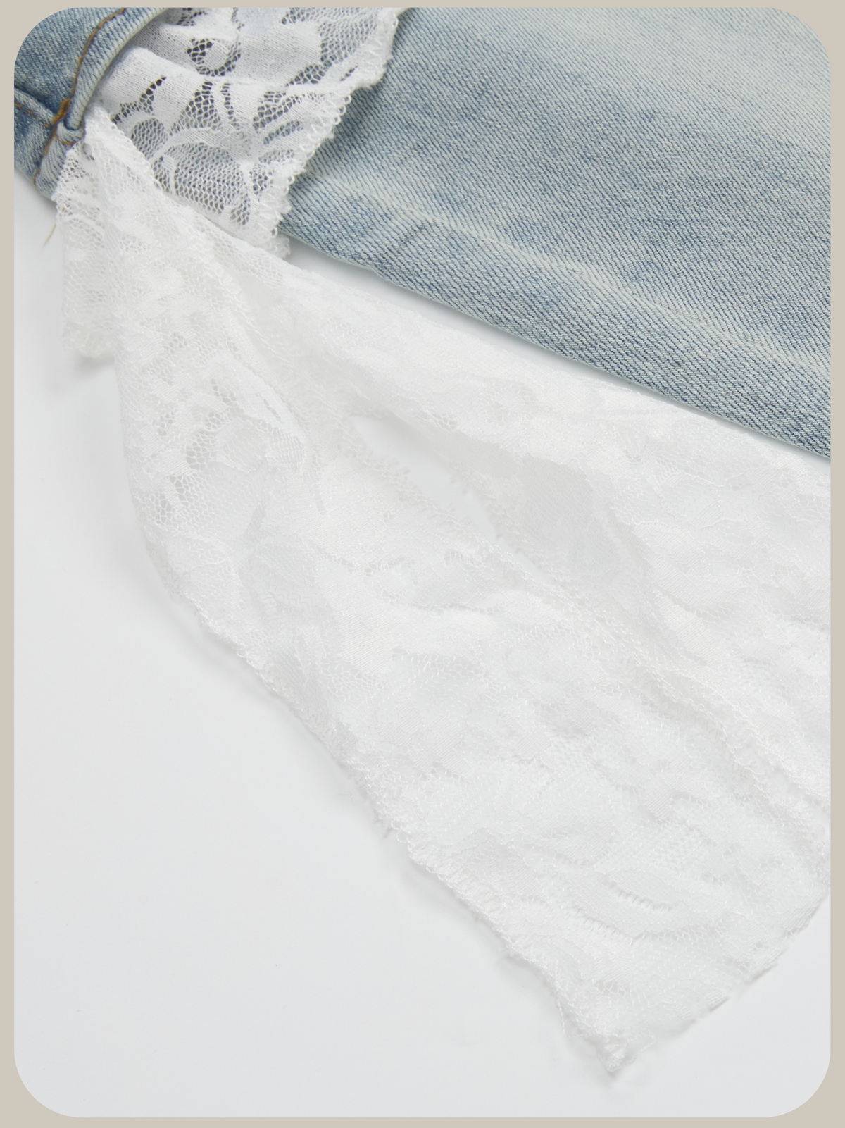 Layer Wrap Skirt Lace Flare Denim Pants/レイヤードラップスカート付きレースフレアデニムパンツ