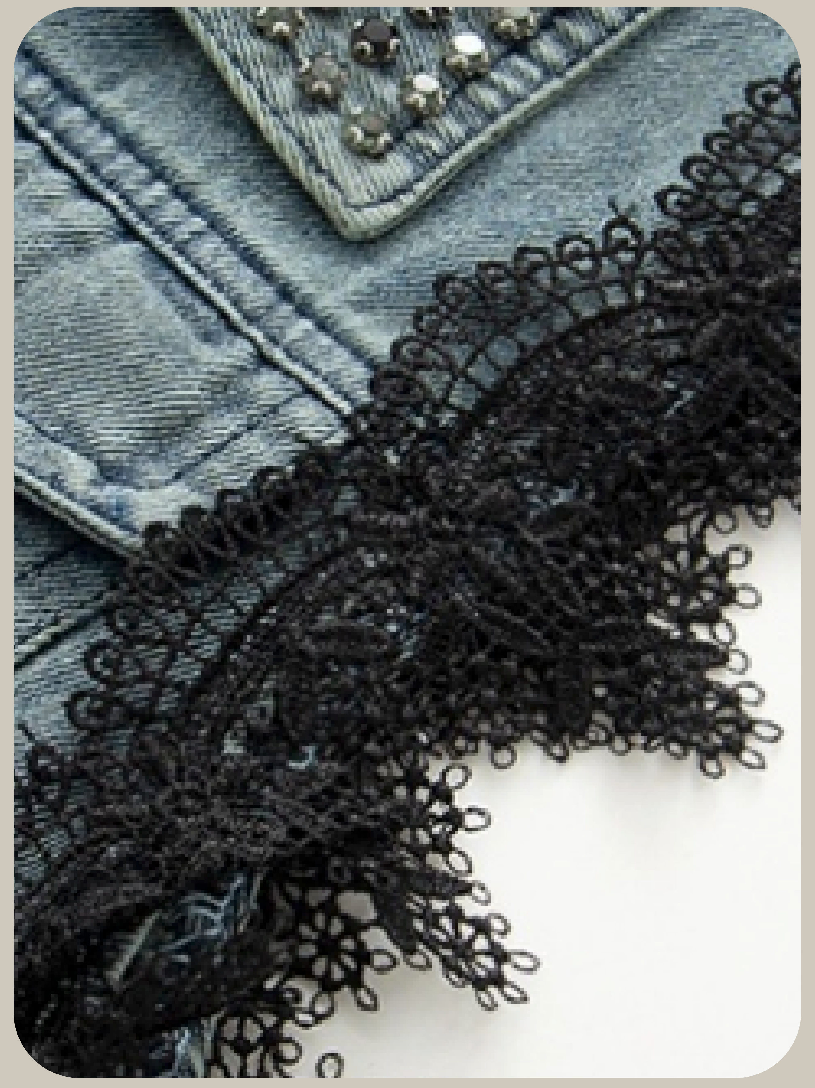 Lace Motif Denim Vest/レースデニムベスト