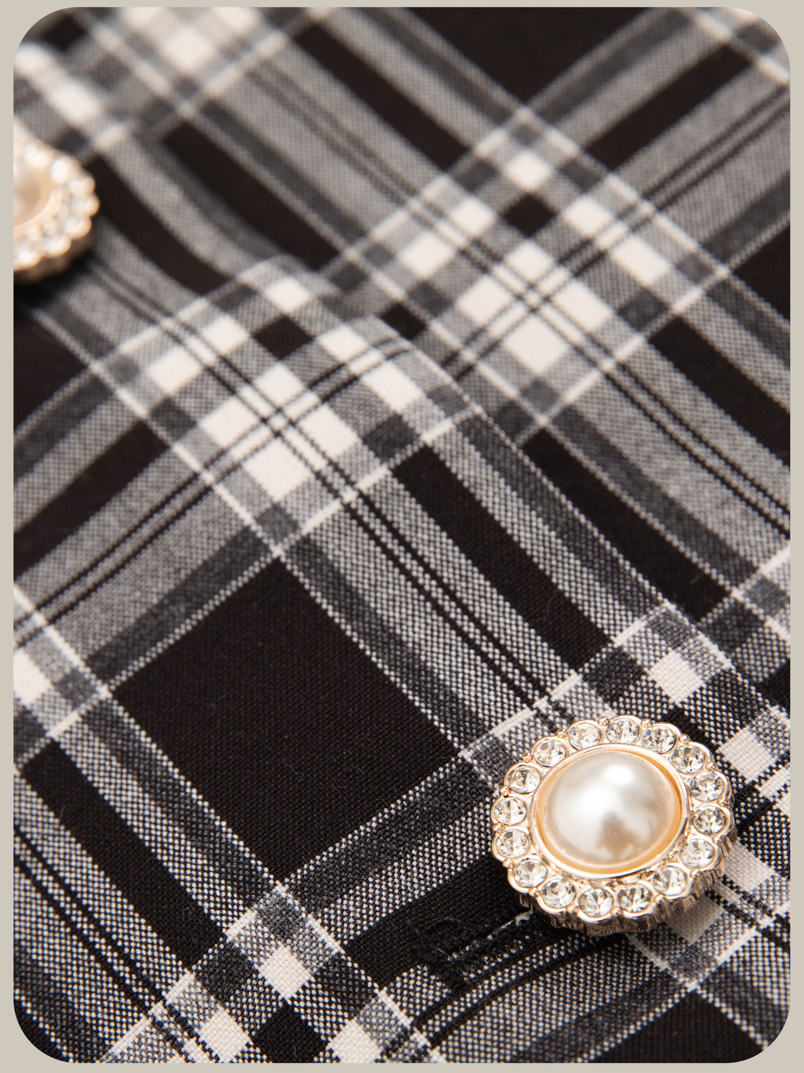 ・予約商品・Lace Collar Plaid Jacket Set Up/レース襟チェック柄ジャケットセットアップ