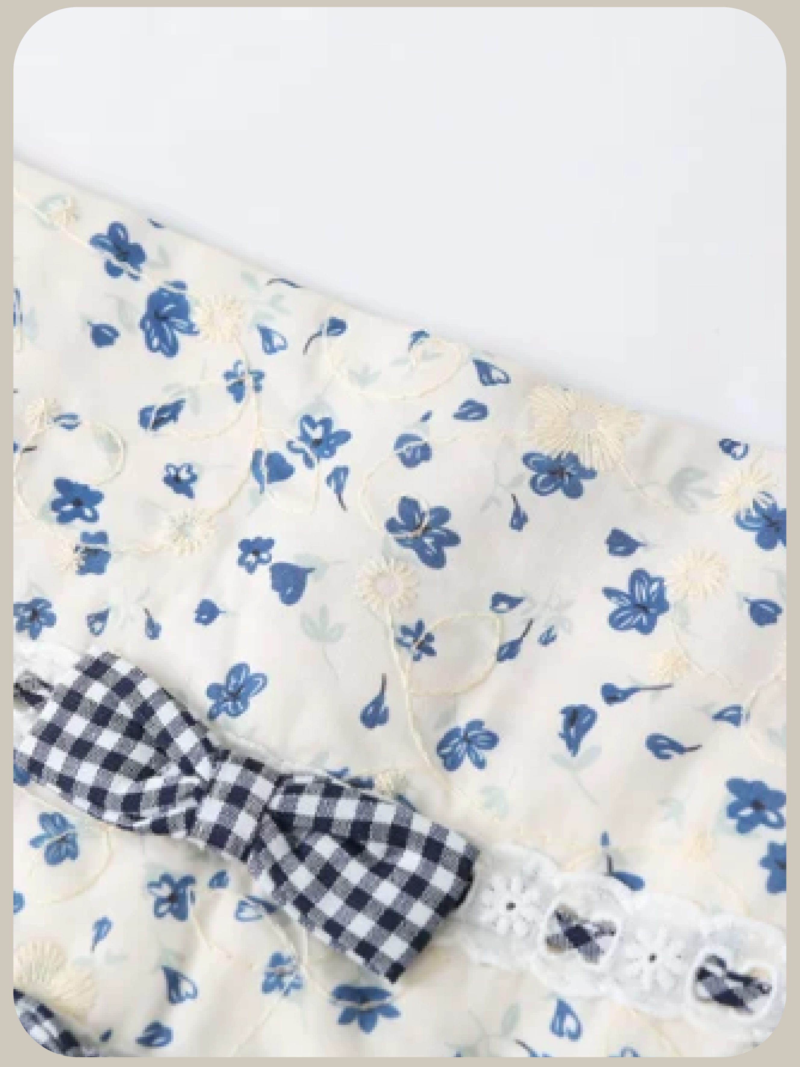 Strapless Gingham Floral Bow Set Up/ストラップレスギンガムチェック柄リボンセット