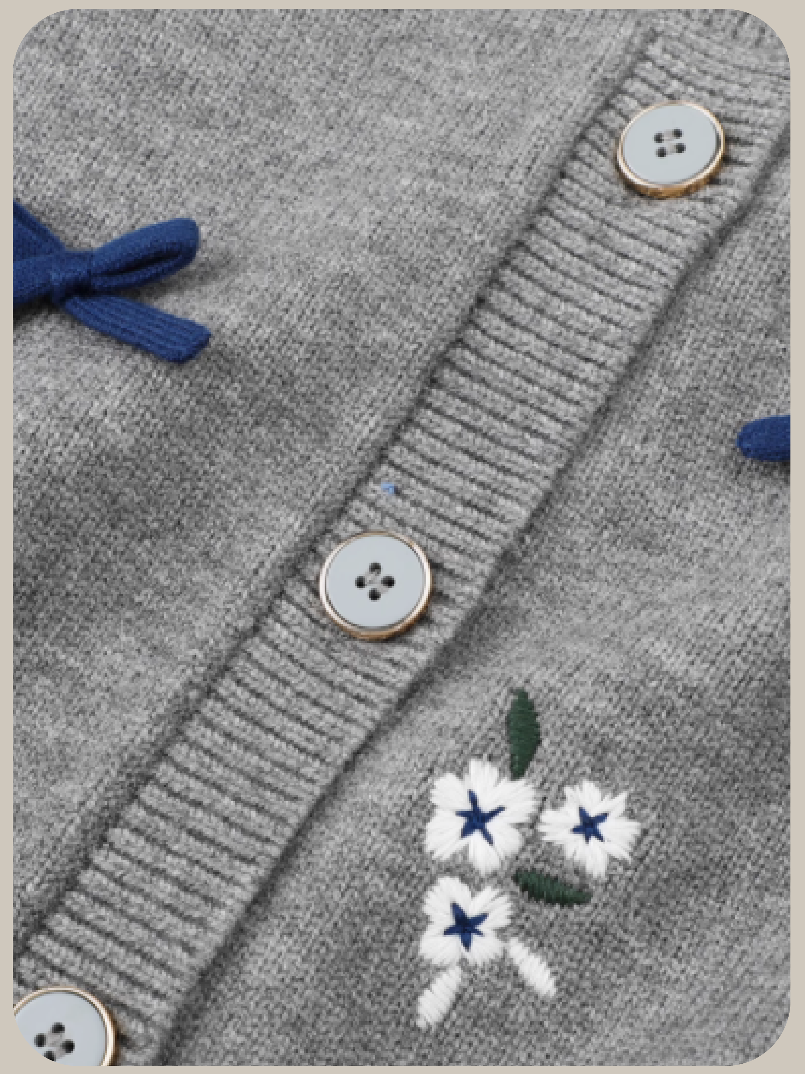 Embroidery Flower Ribbon Frill Cardigan/刺繍フラワーリボン