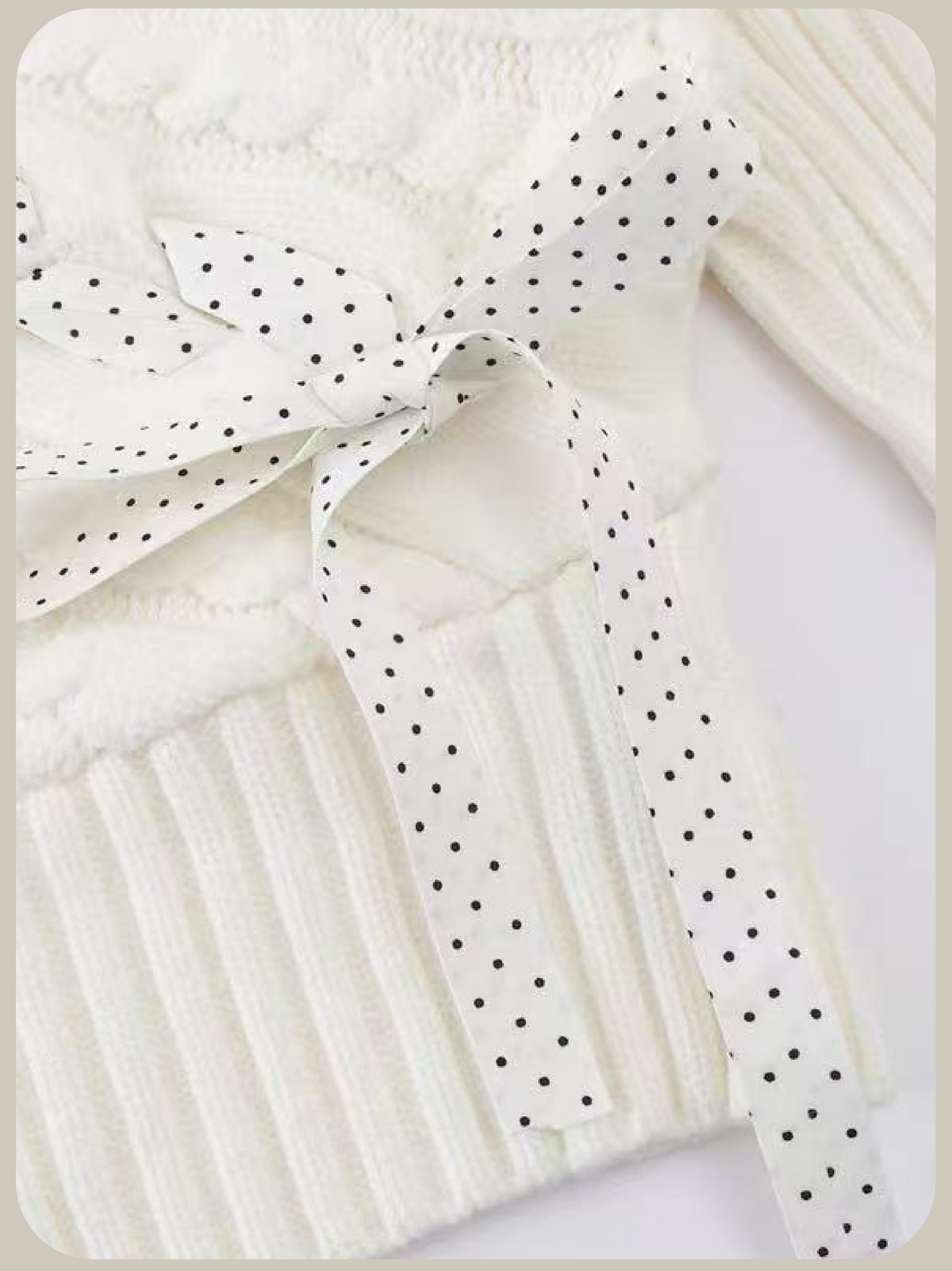 Polka Dot Ribbon Cape Knit/水玉リボン付きニットケープ
