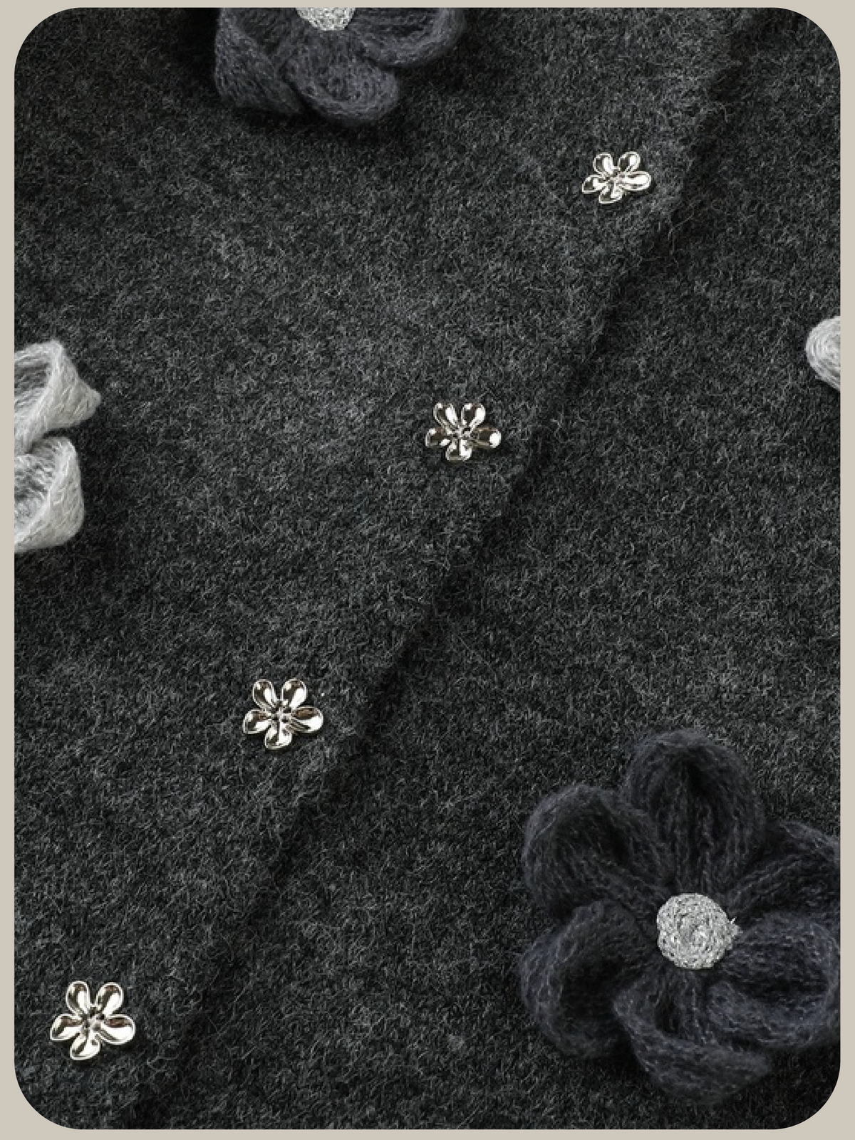 Elegant Flower Applique Cardigan Set Up/エレガントフラワーアップリケカーディガンセットアップ