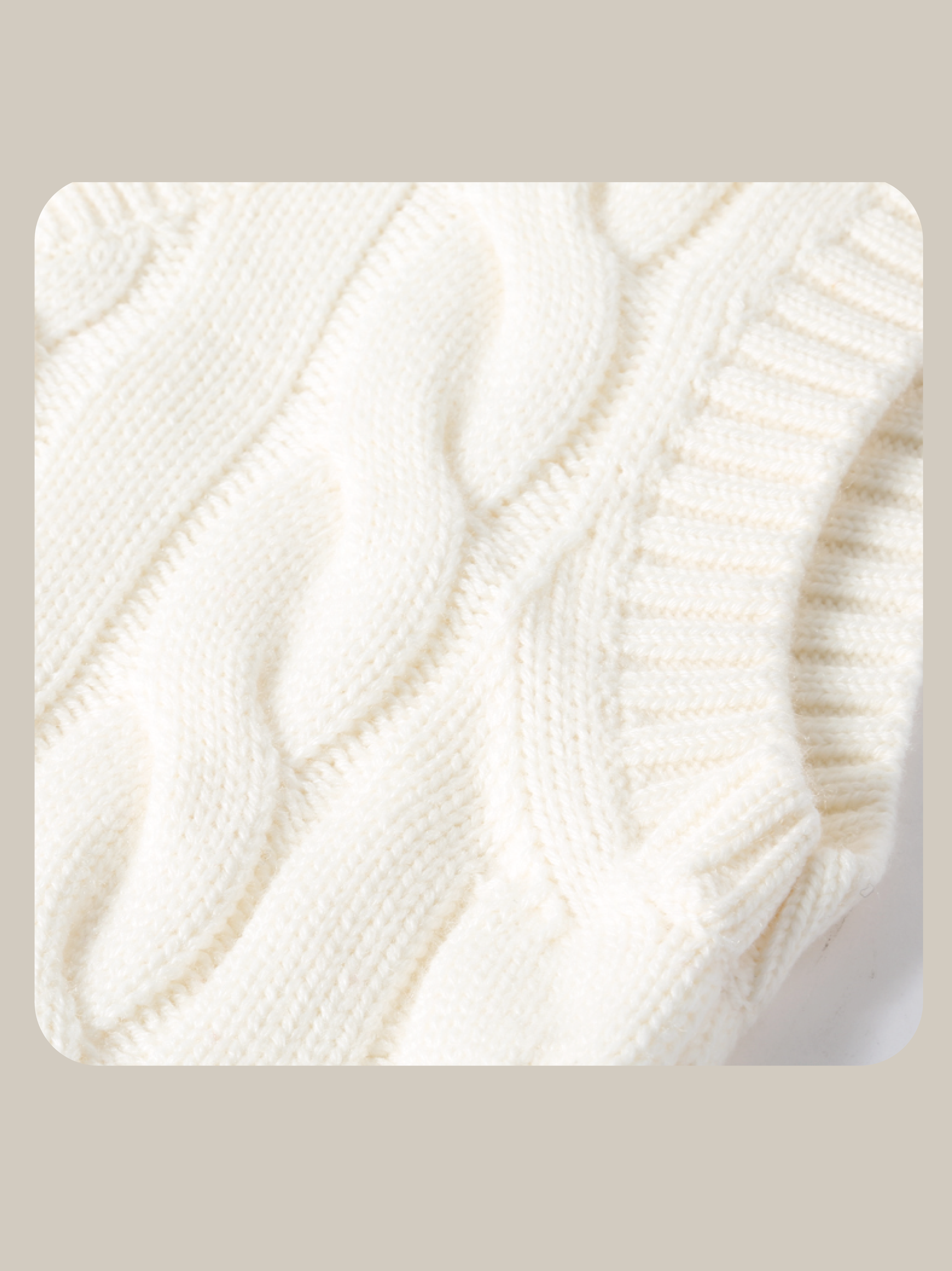 Ivory Wool Cable Knit Vest/アイボリー ウール ケーブル ニット ベスト