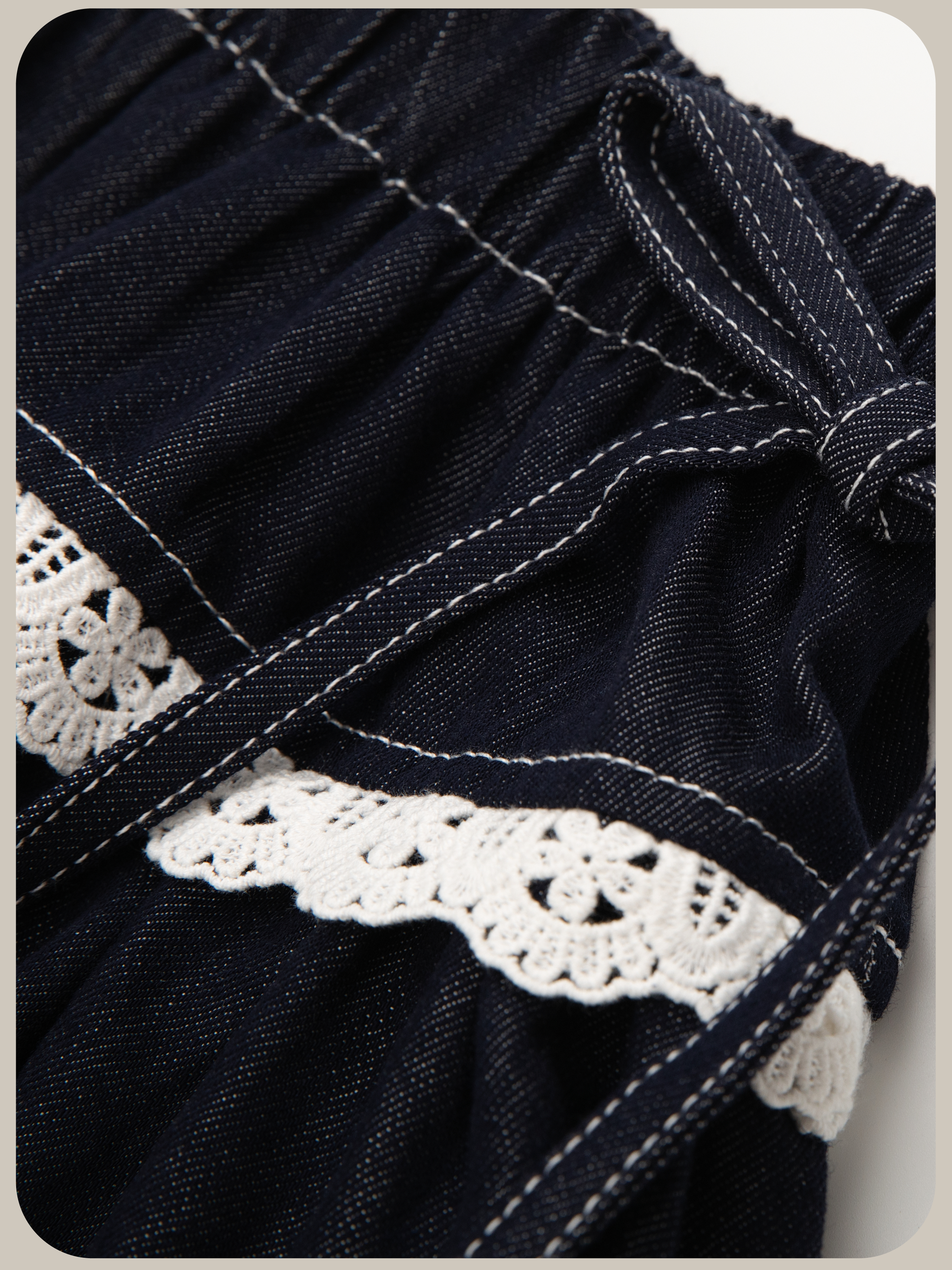 ・予約商品・Sweet Lace Collar Flare Denim Skirt Set Up/スウィートレースカラーフレアデニムスカートセットアップ
