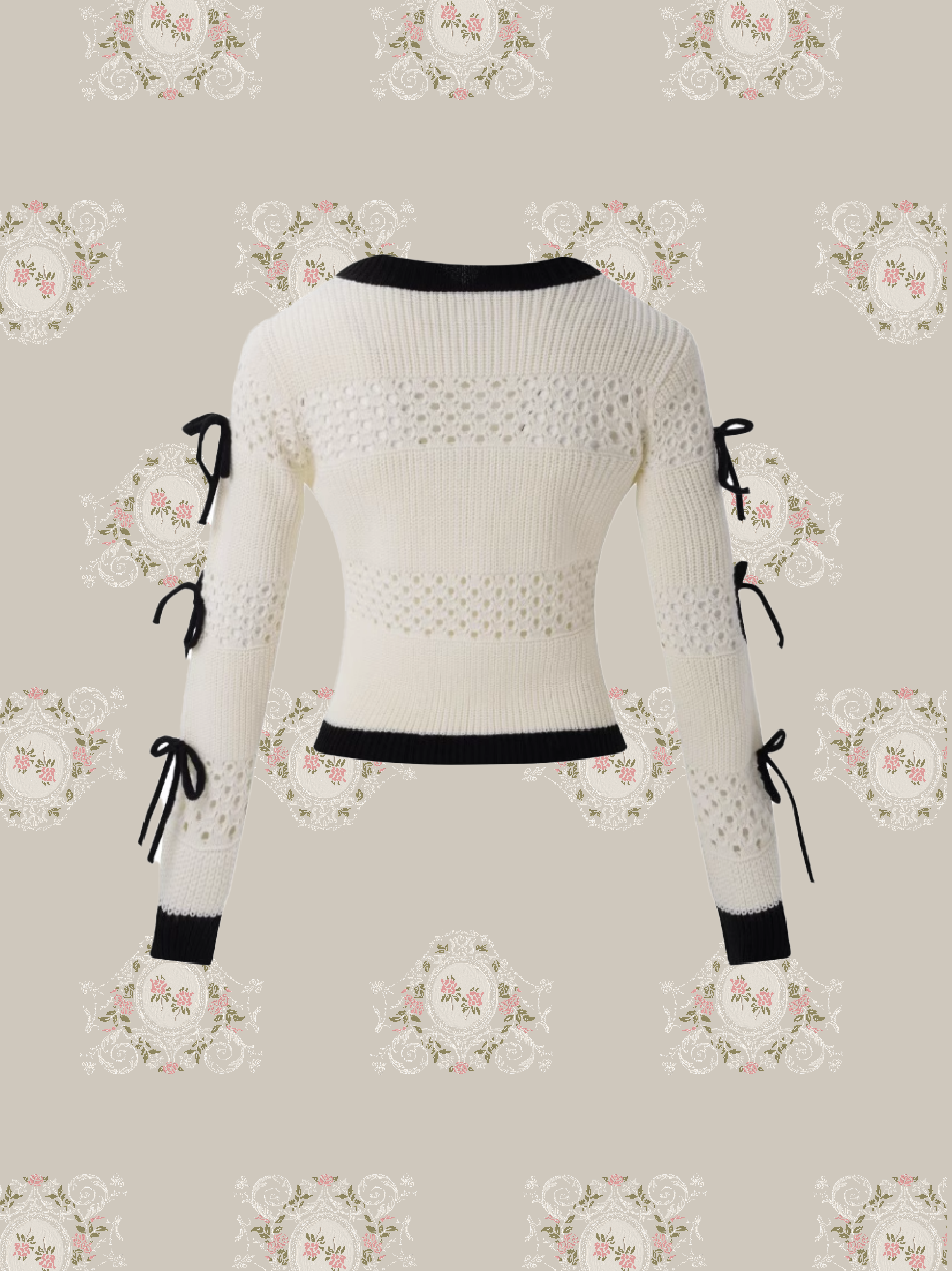 Ribbon Applique Cropped Cardigan/リボンアップリケクロップドカーディガン