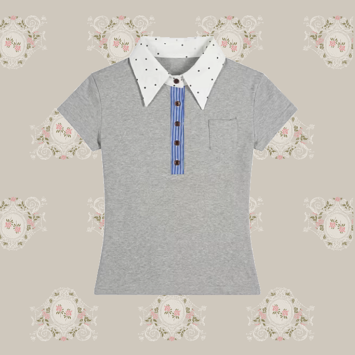 Preppy Dots Polo Shirt/プレッピードット柄ポロシャツ