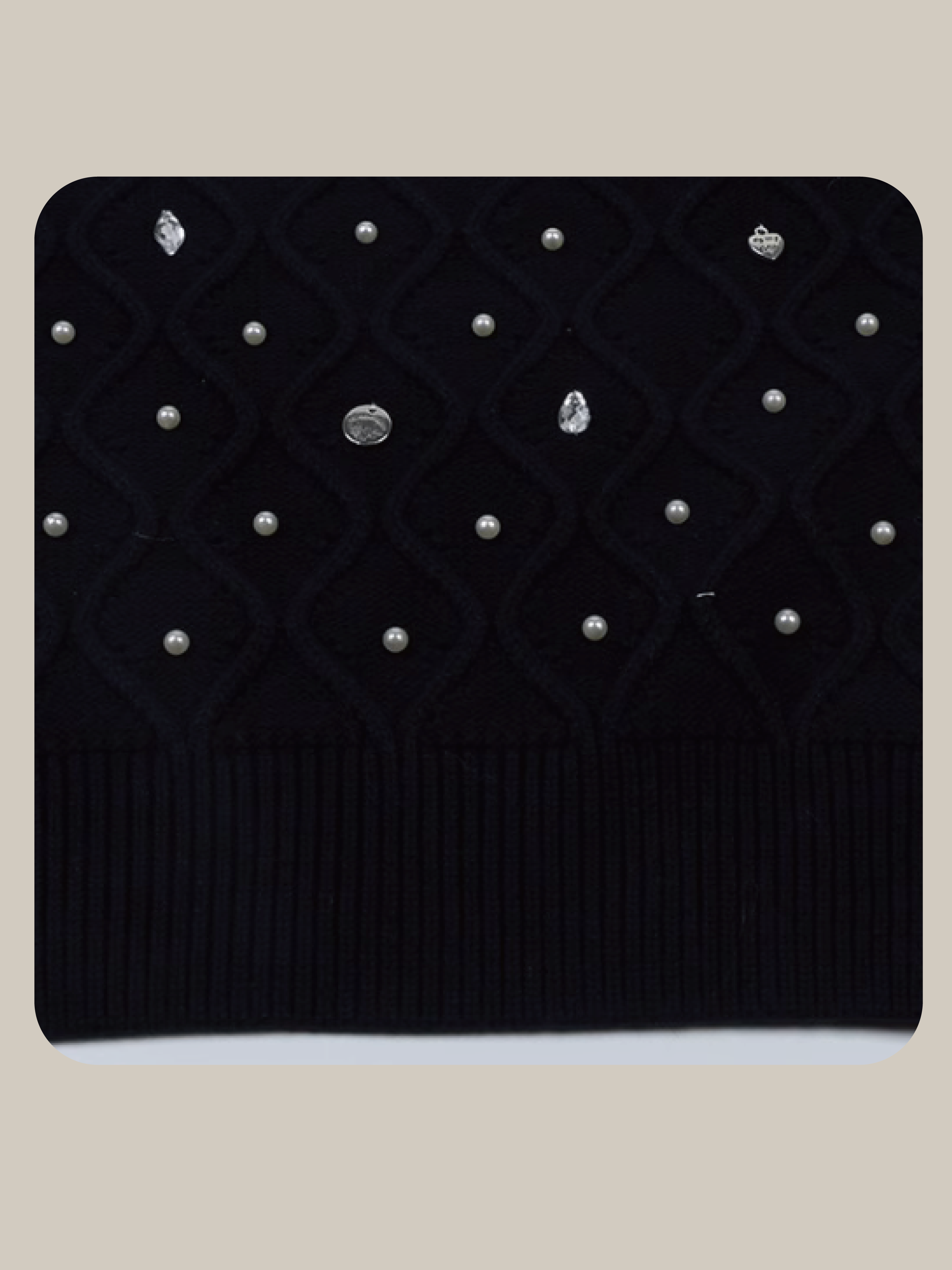 Lace Frill Beading Knit レースフリルビーズニット