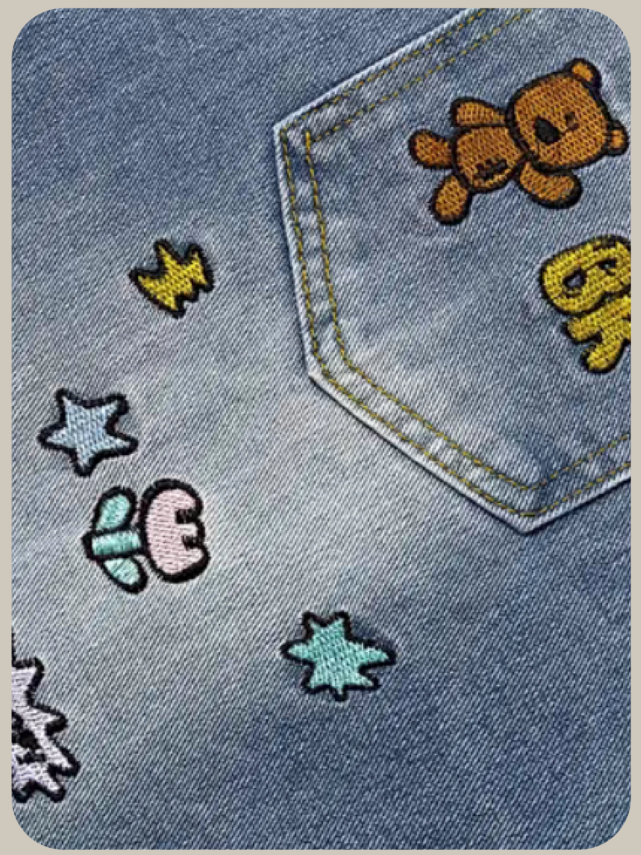 Cartoon Embroidery Denim Pants/カートゥーン刺繍デニムパンツ