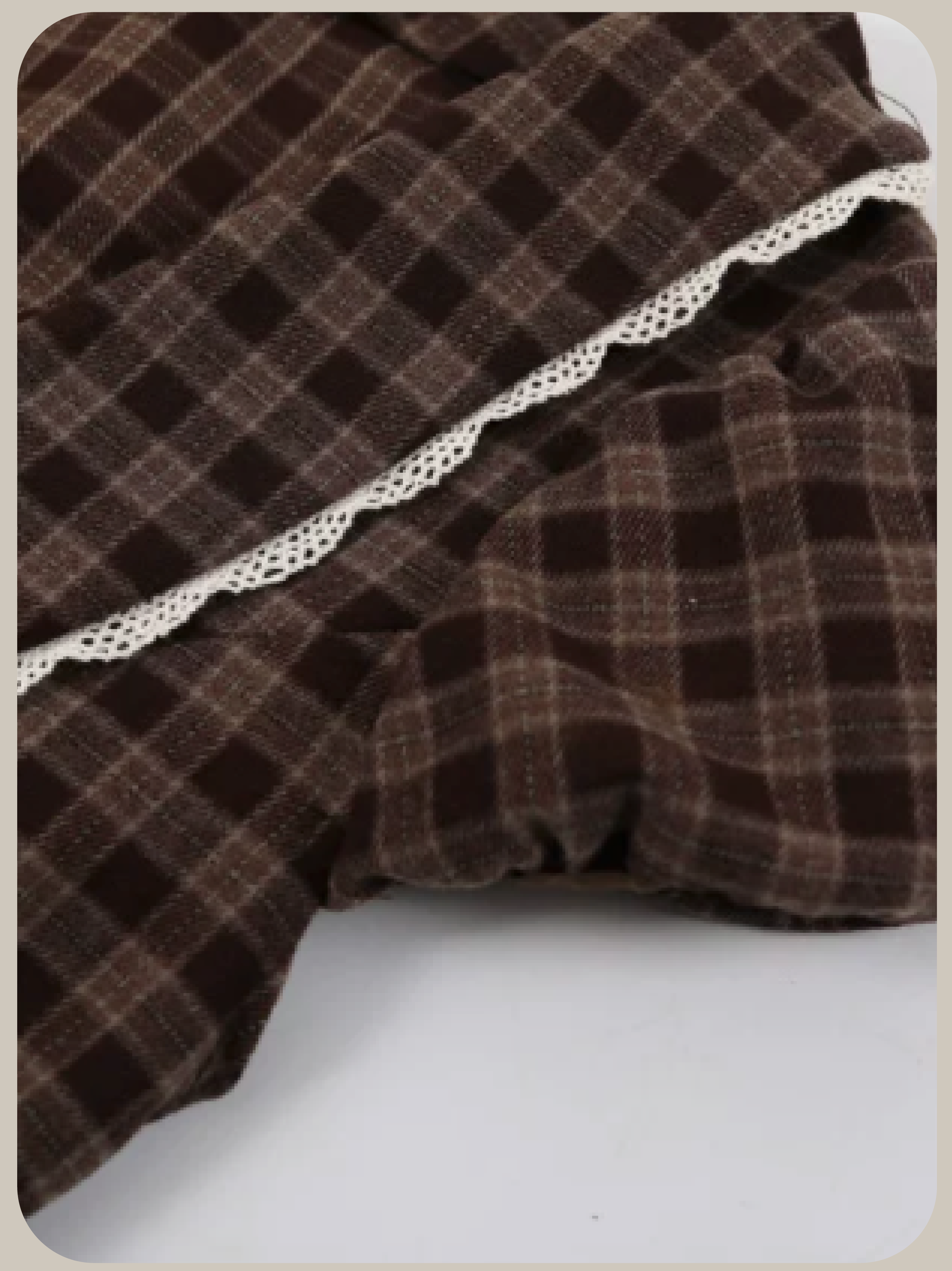 Coffee Plaid Waisted One Piece/コーヒーチェック柄ウエストワンピース