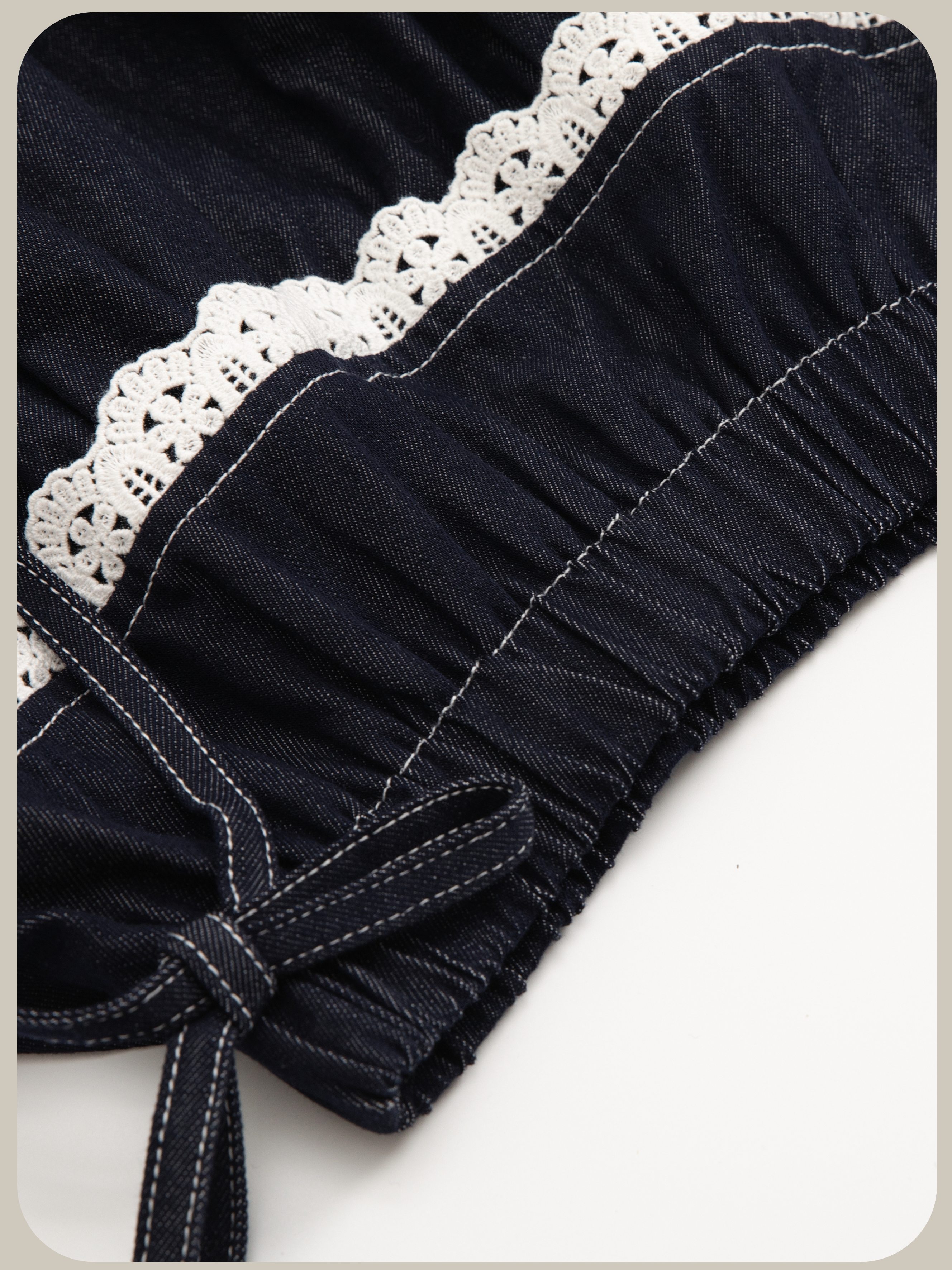 ・予約商品・Sweet Lace Collar Flare Denim Skirt Set Up/スウィートレースカラーフレアデニムスカートセットアップ