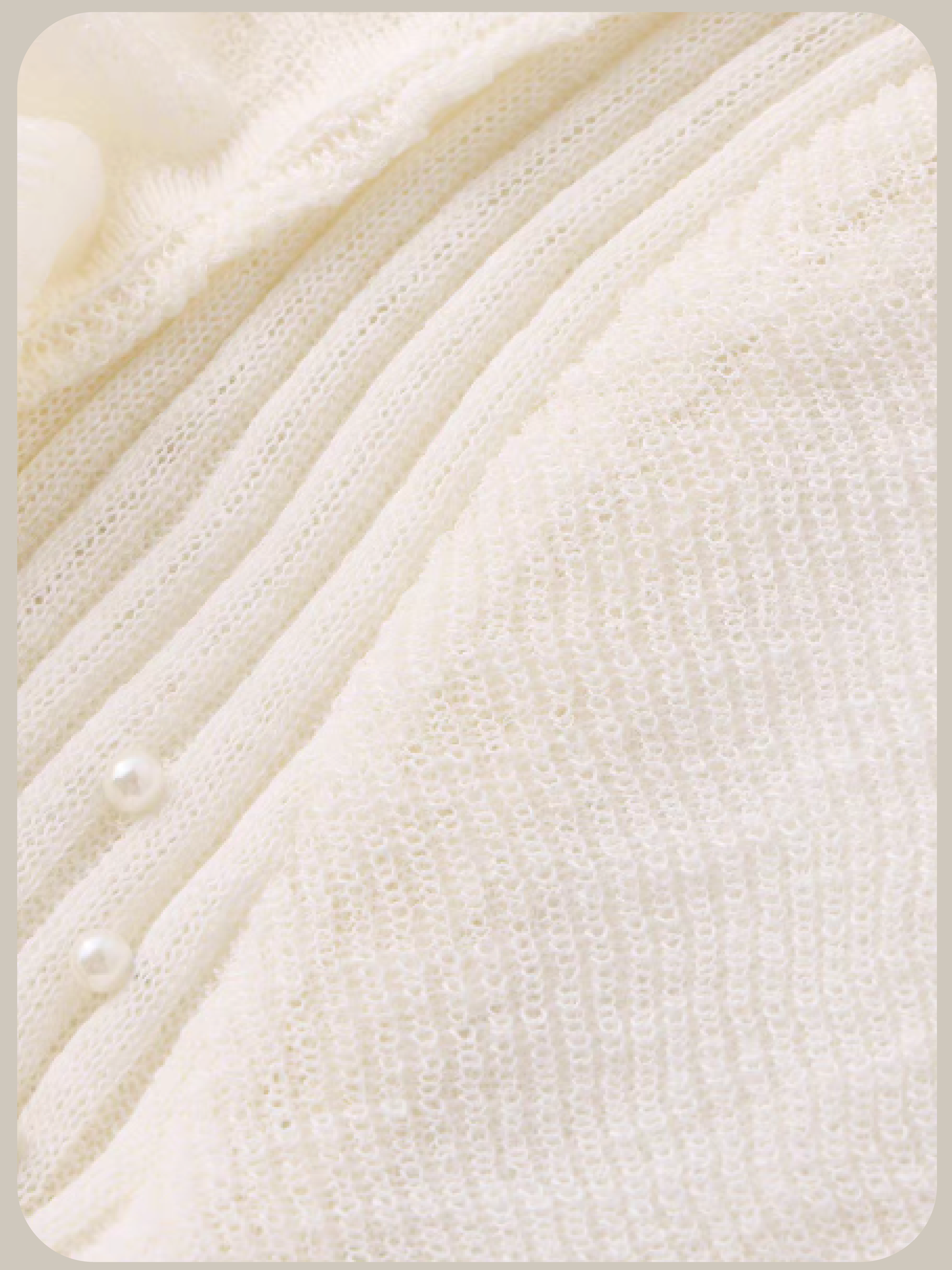 Cream Pearl Rose Ruffle Knit Top/クリームパールローズフリルニットトップス