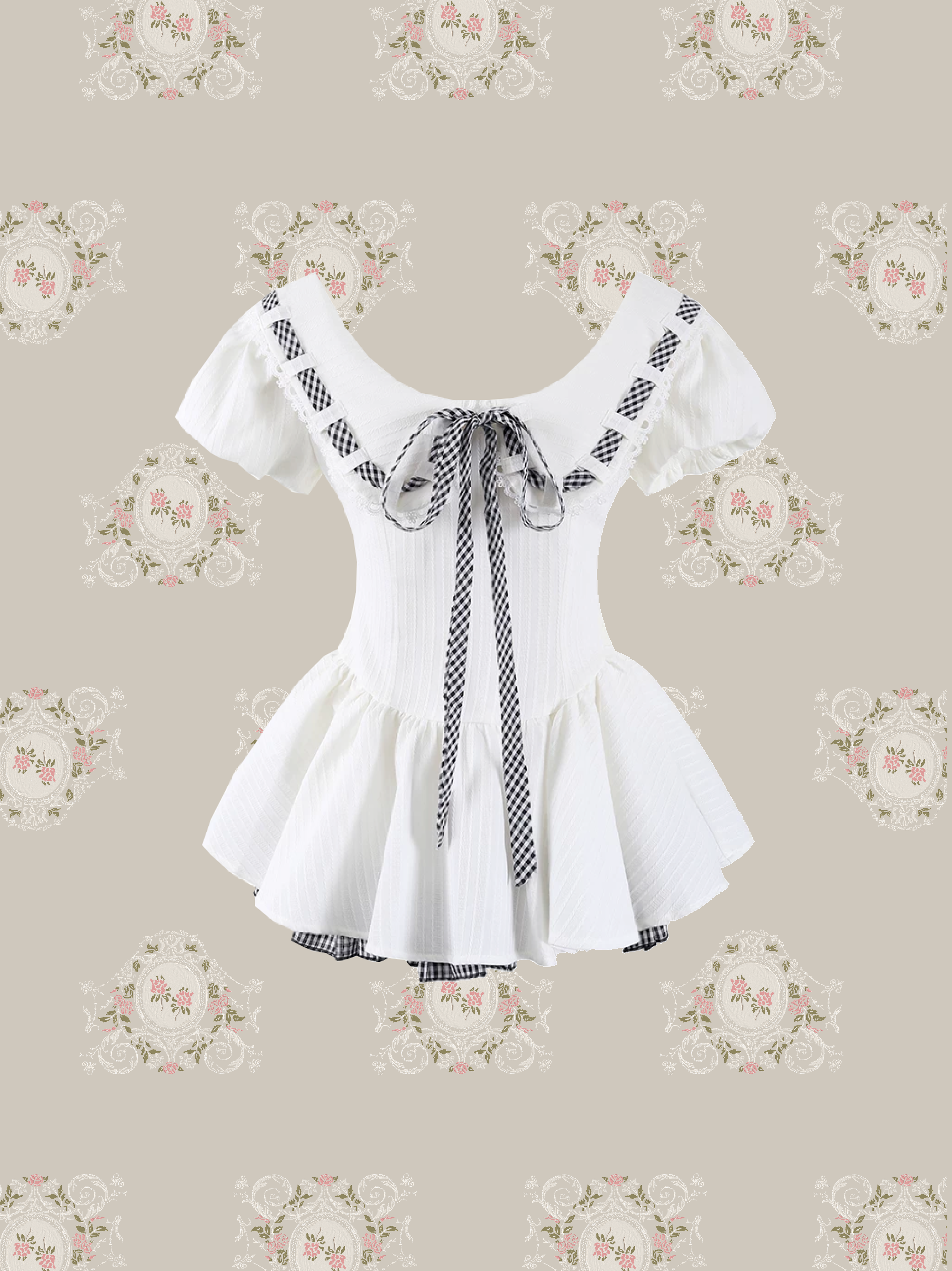 Doll Collar Check Flare Dress/ドールカラーチェック柄フレアドレス