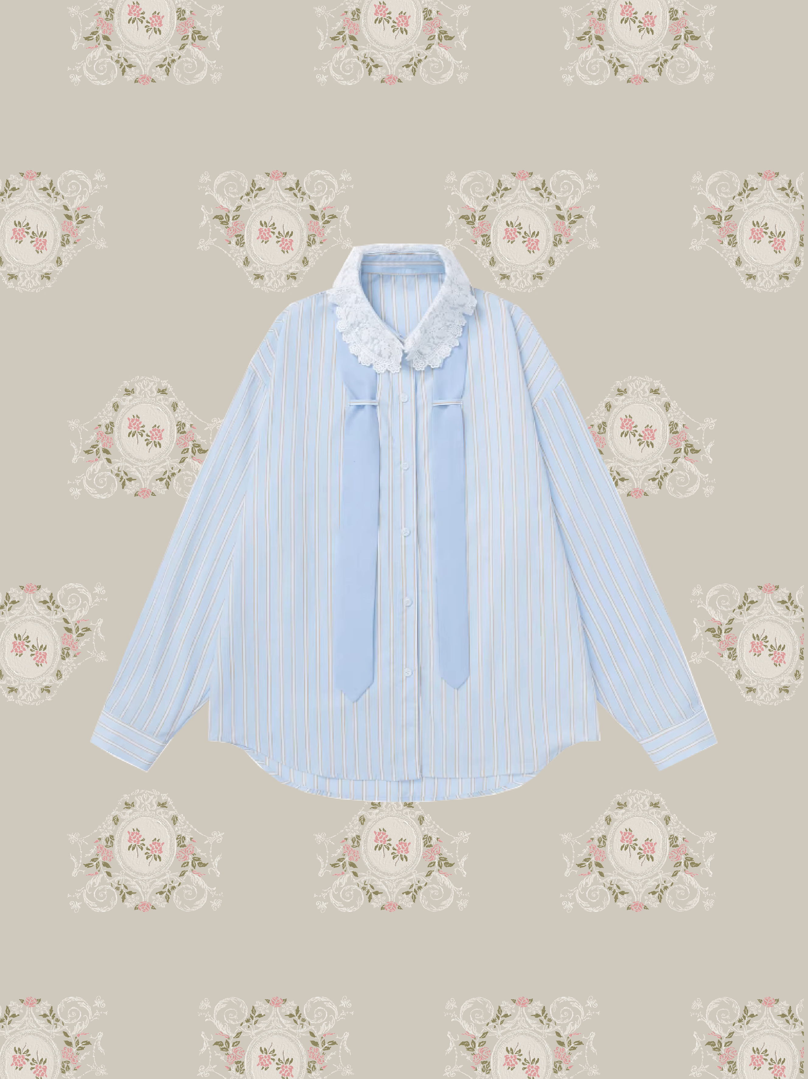 Sweet Lace Baby Blue Tie Shirt/スイートレースベビーブルータイシャツ