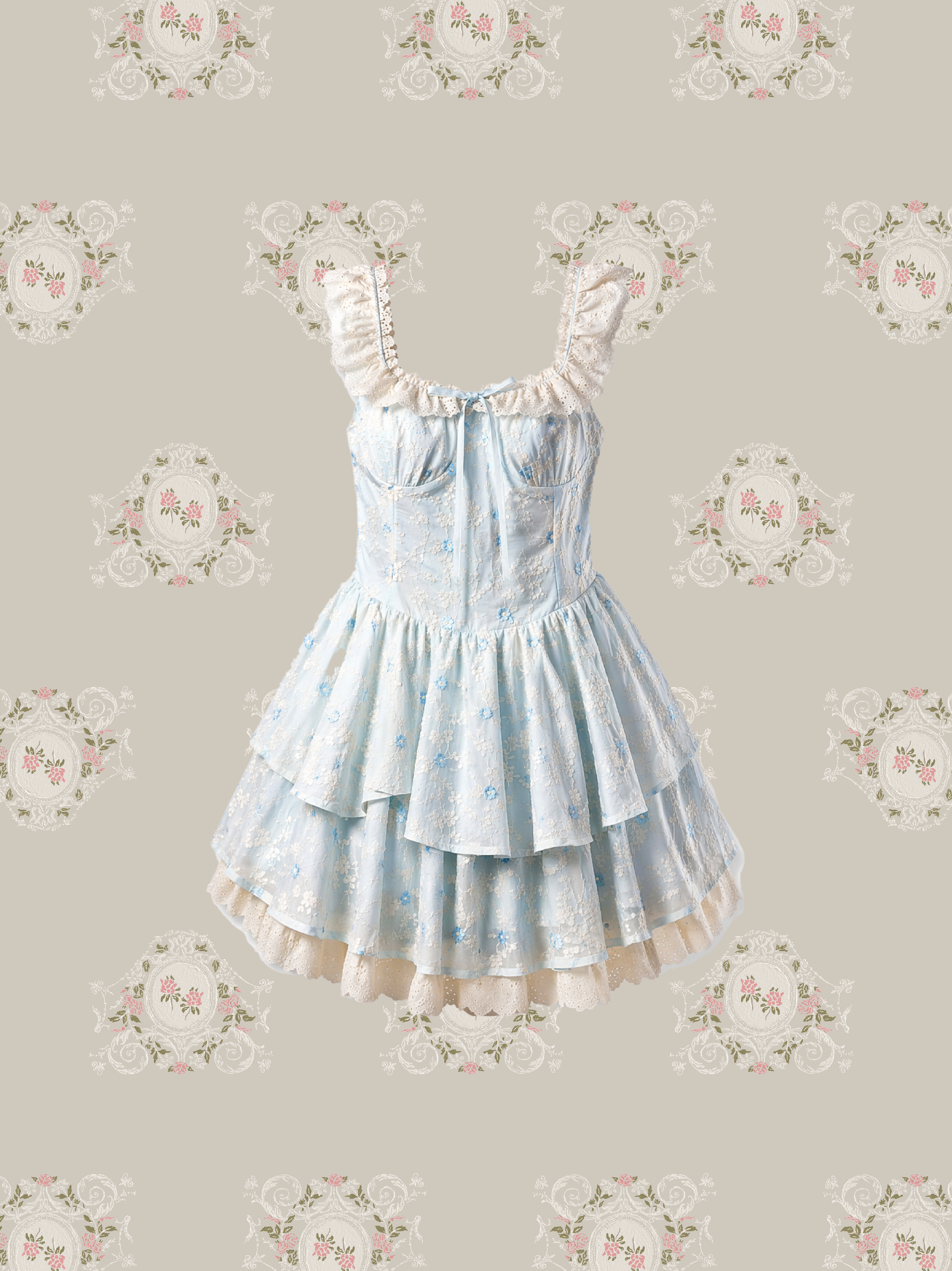 French Waisted Floral Dress/フレンチウエストフローラルドレス