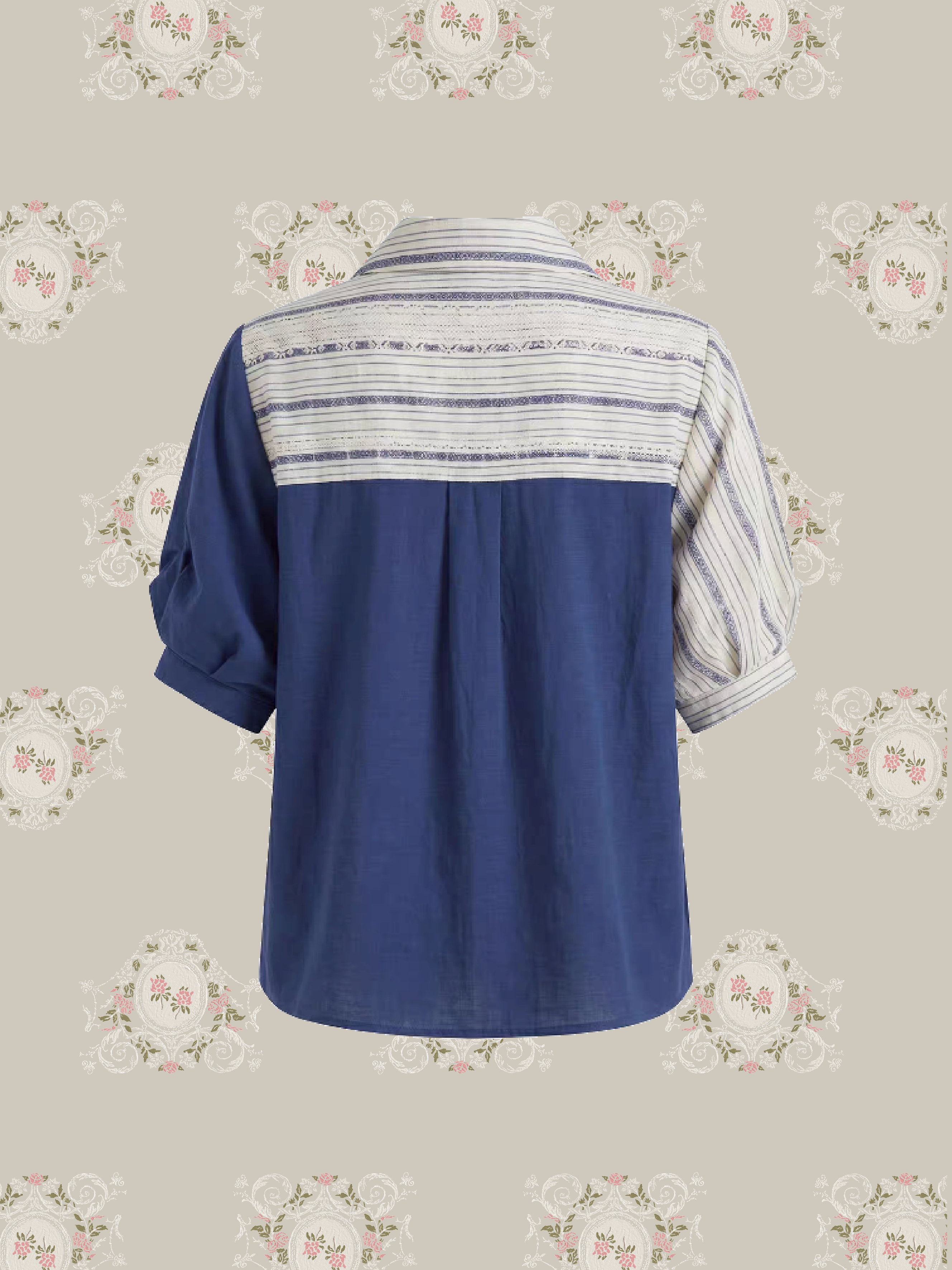 Asymmetry Stripe Docking Shirt/アシンメトリーストライプドッキングシャツ