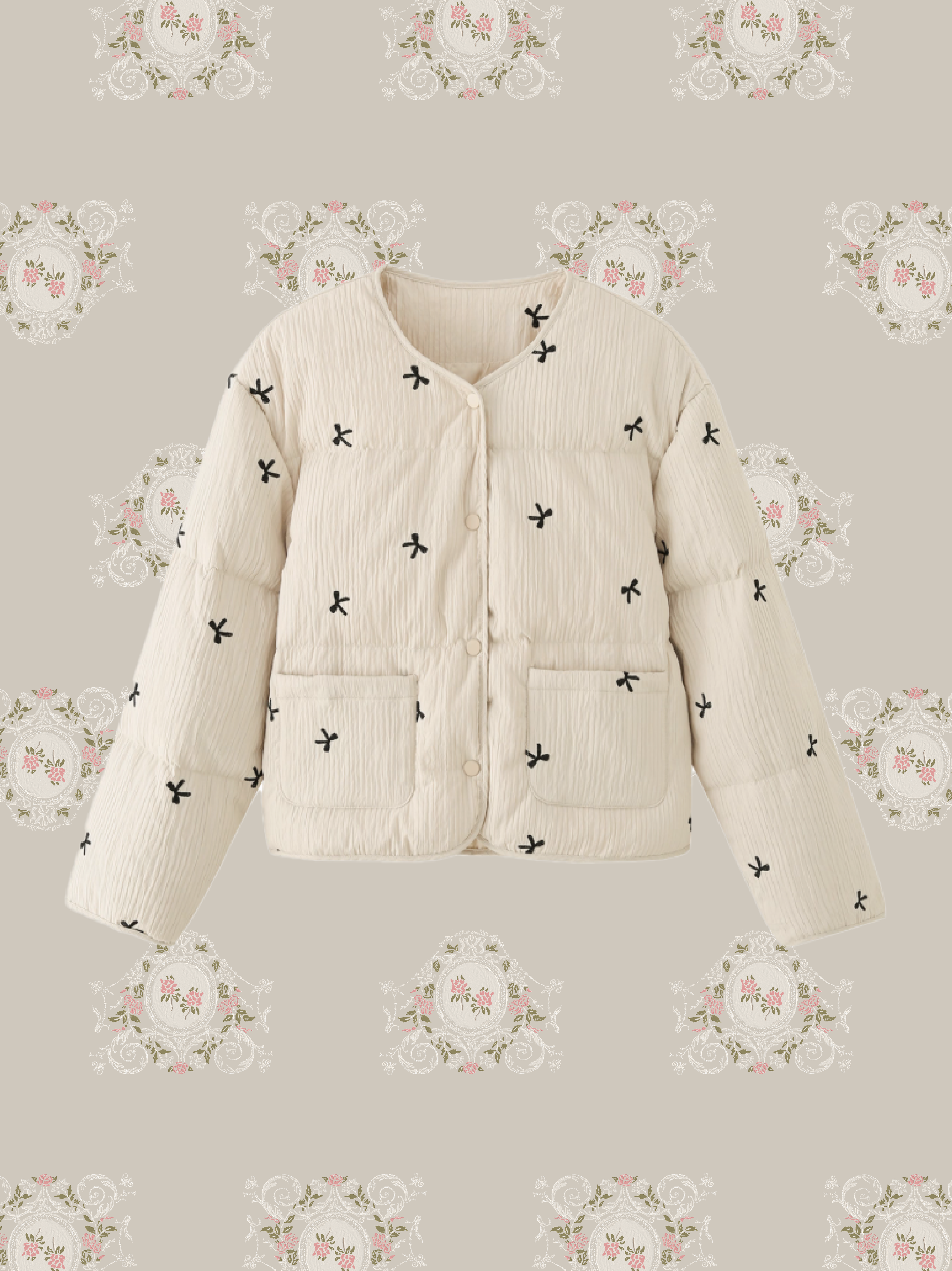 Embroidery Ribbon Duck Down Jacket/刺繍リボンダックダウンジャケット