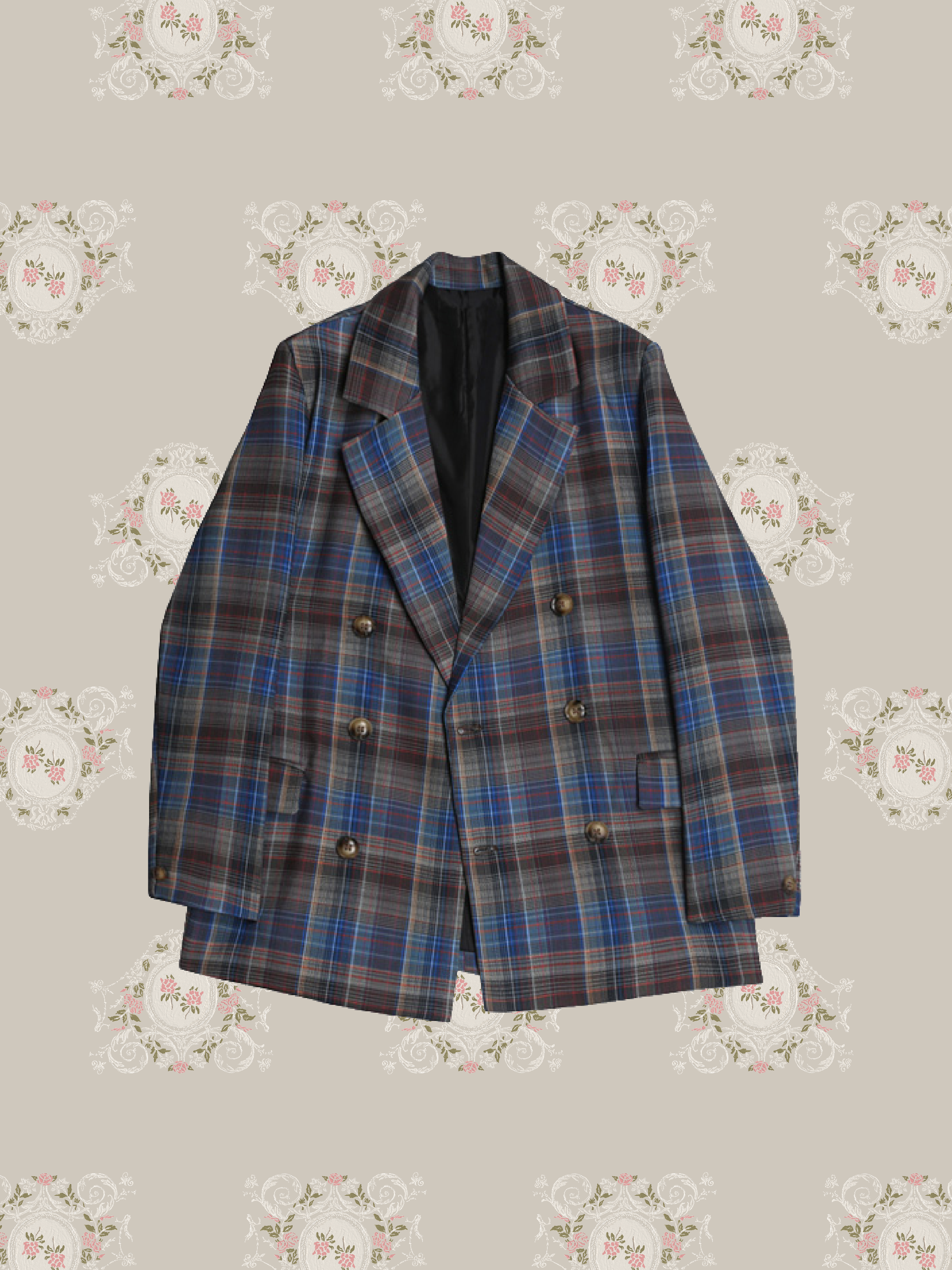 ・予約商品・Blue Gray Check Jacket/ブルーグレーチェックジャケット