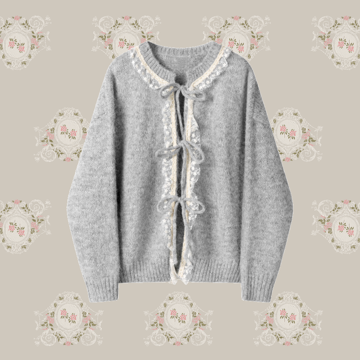 Sweet Lace Piping Ribbon Cardigan/スイートレースパイピングリボン