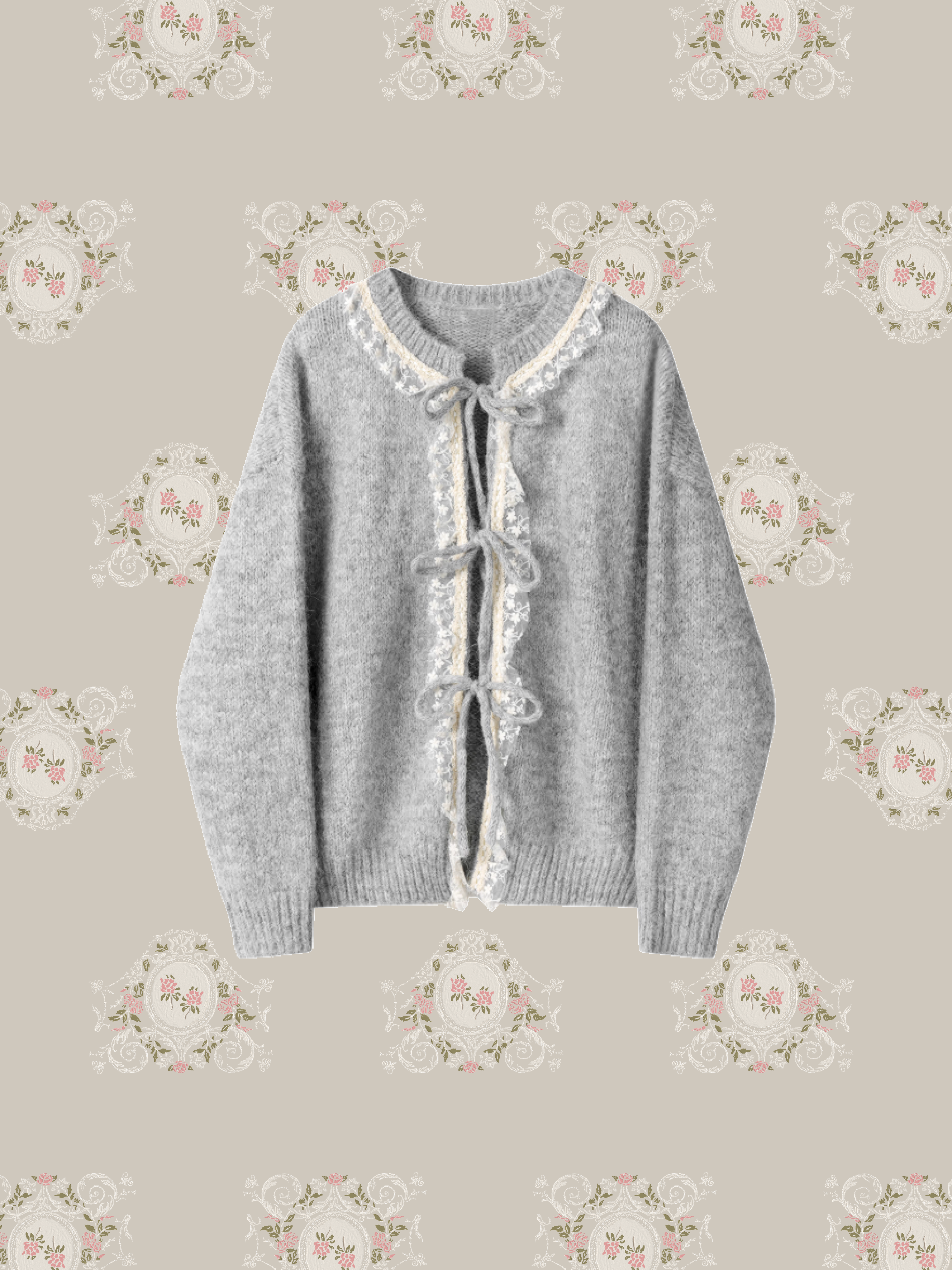 Sweet Lace Piping Ribbon Cardigan/スイートレースパイピングリボンカーディガン