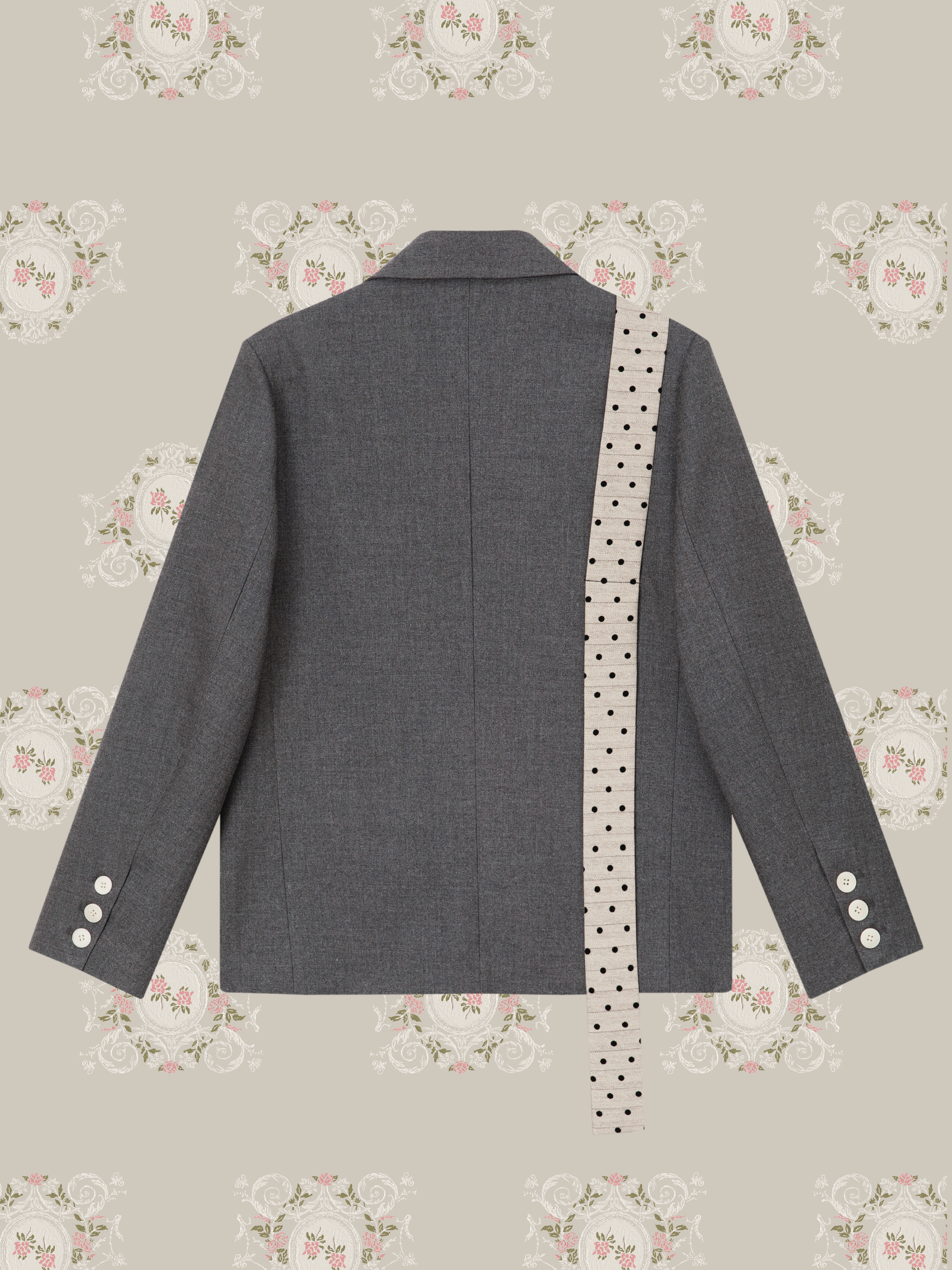 ・予約商品・Check & Dot Bow Ribbon Jacket/チェック＆ドットリボンボウジャケット
