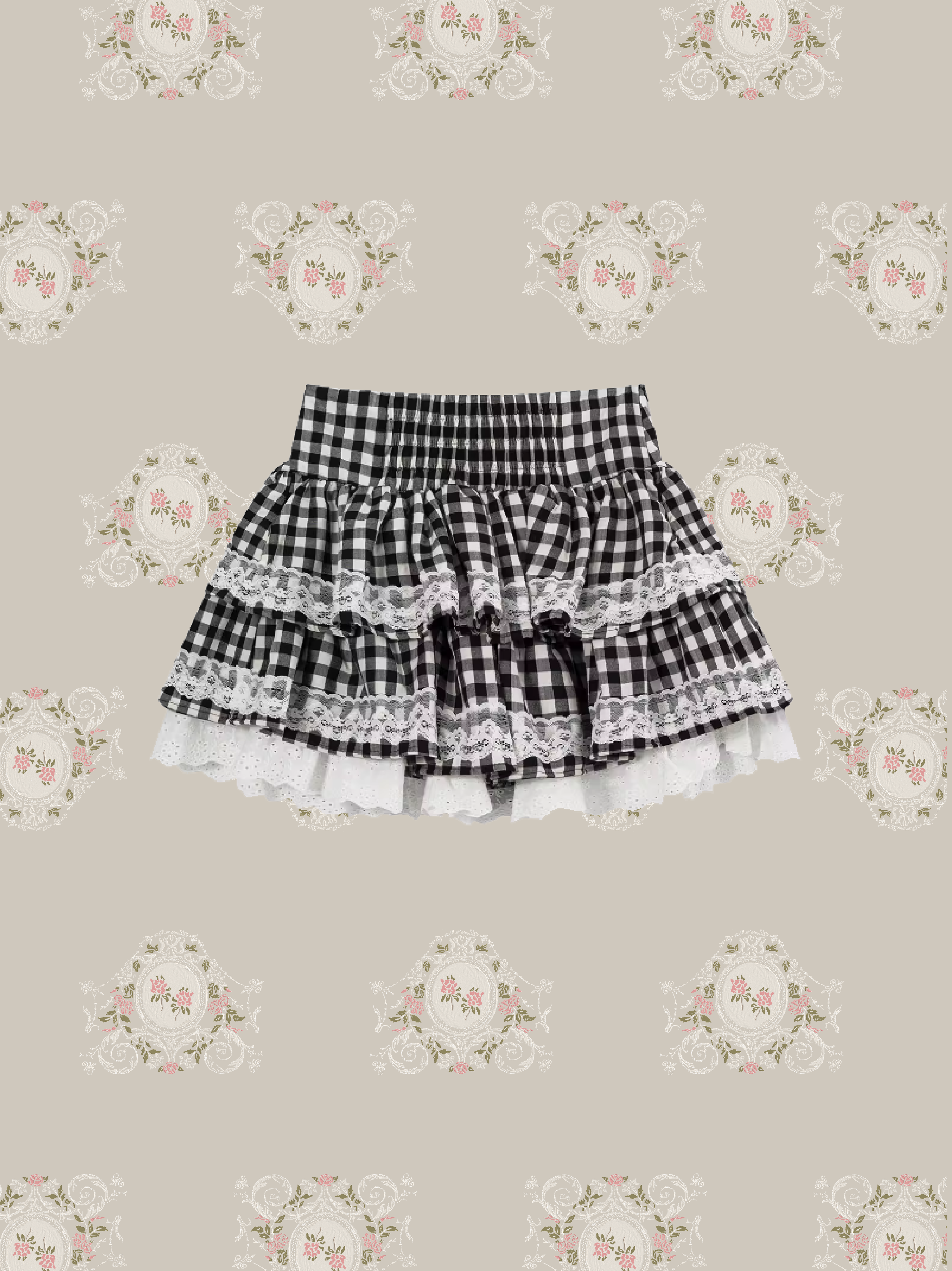 Sweet Plaid Lace Up Flare Skirt/スイートチェック柄レースアップフレアミニスカート