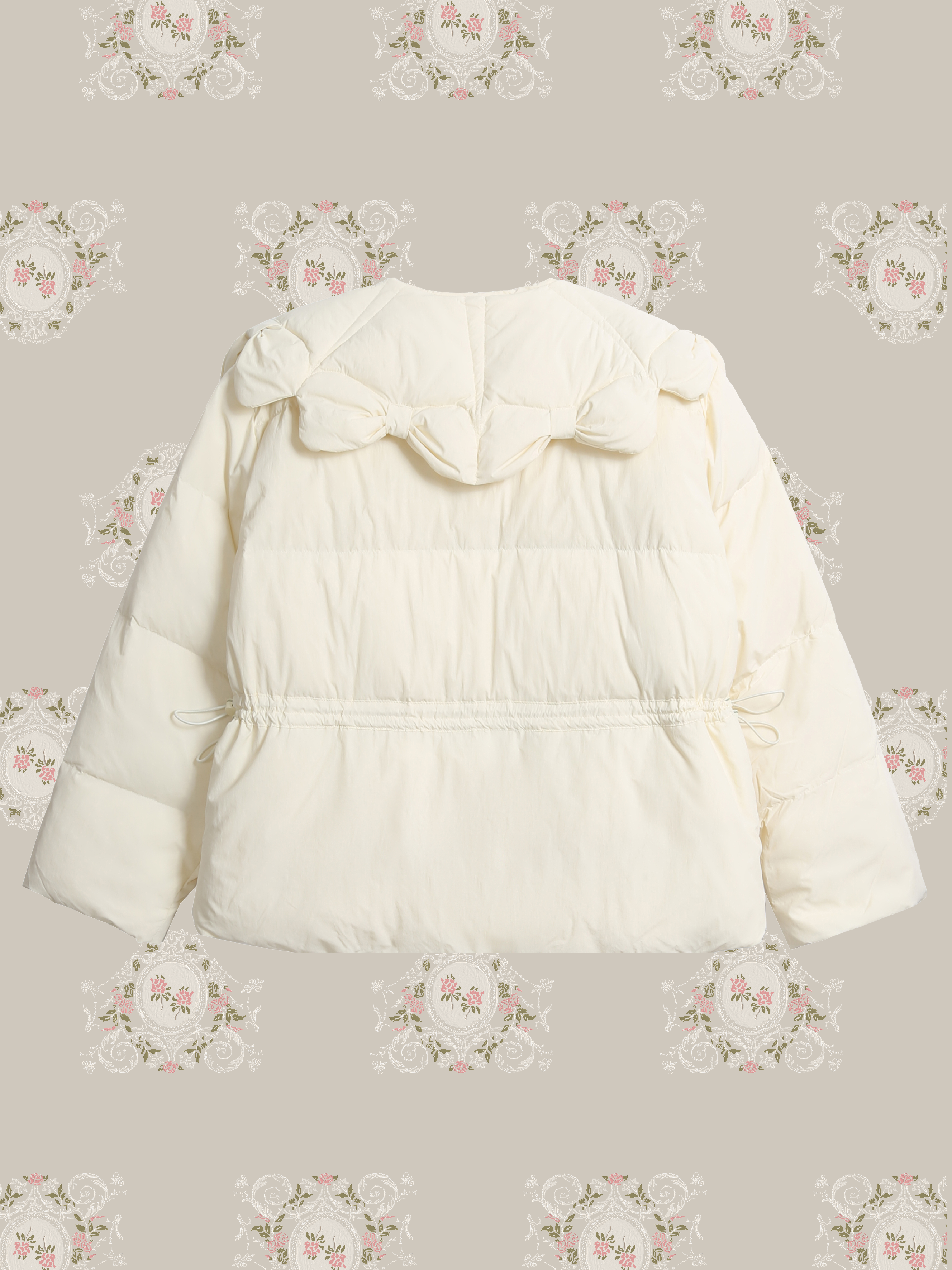 Ribbon Collar Waisted Duck Down Jacket/リボンカラーウエストダックダウンジャケット