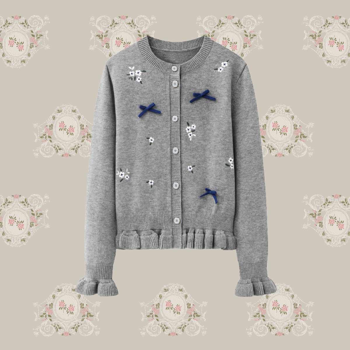 【GEMINI】フリルカーディガン フリルビッグカラーニットカーディガン – jemiremi（ジェミレミ）