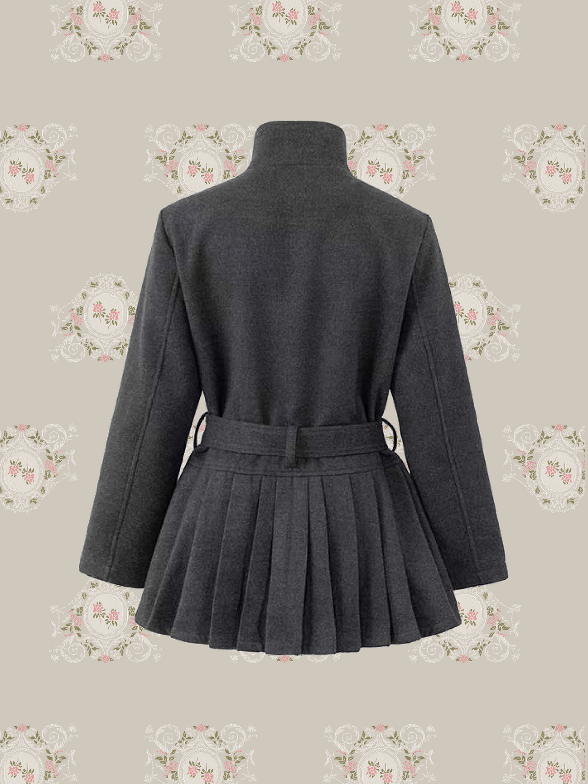 Belted Pleats Peplum Woolly Coat/ベルト付きプリーツペプラムウーリーコート