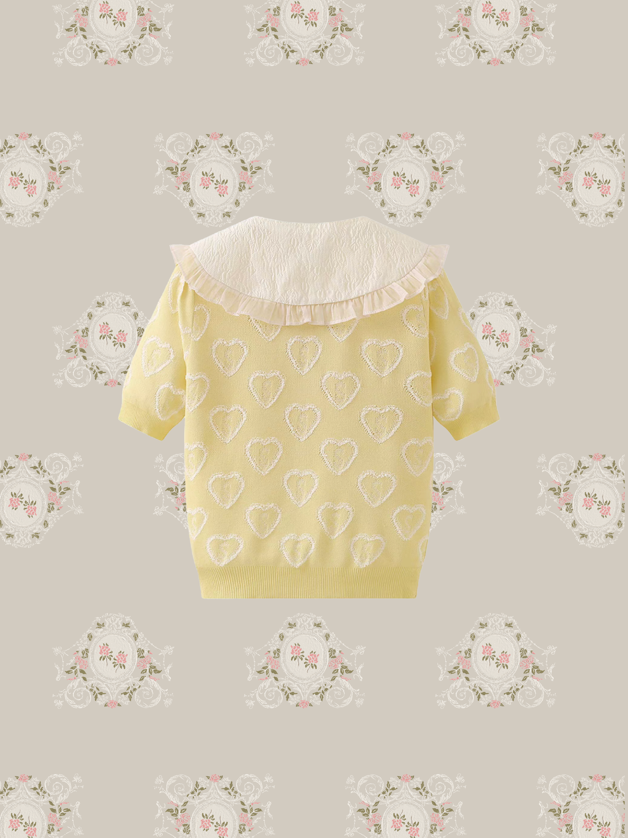 Baby Collar Short-sleeved Cardigan/ベビーカラー半袖カーディガン