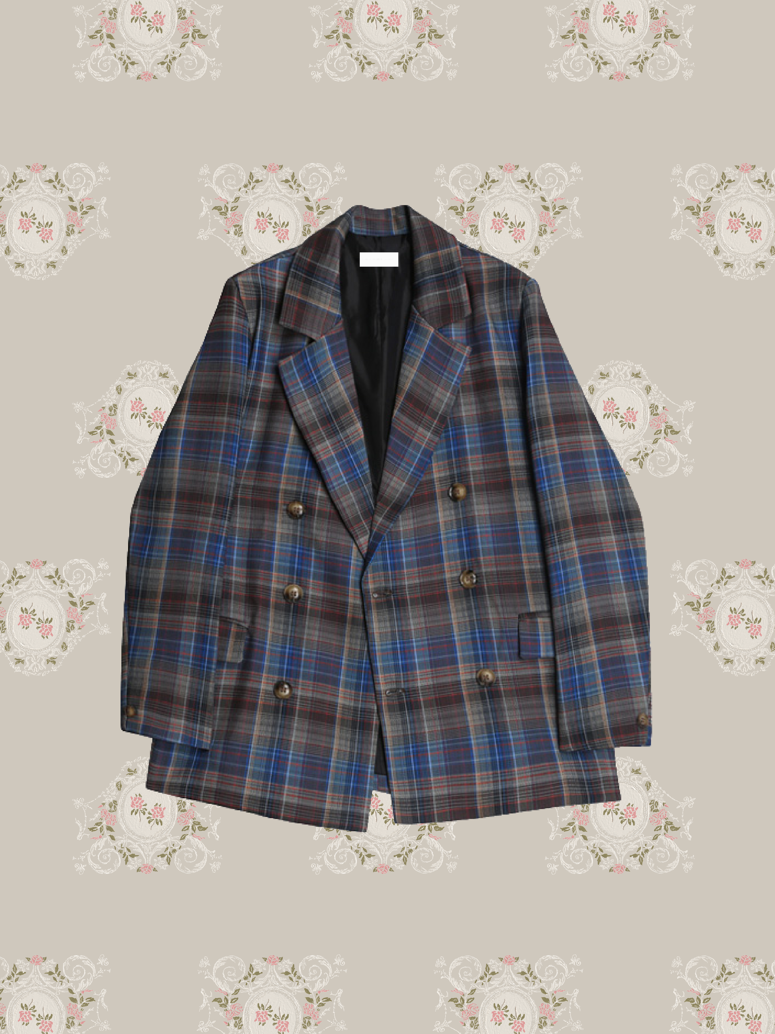 ・予約商品・Blue Gray Check Jacket/ブルーグレーチェックジャケット