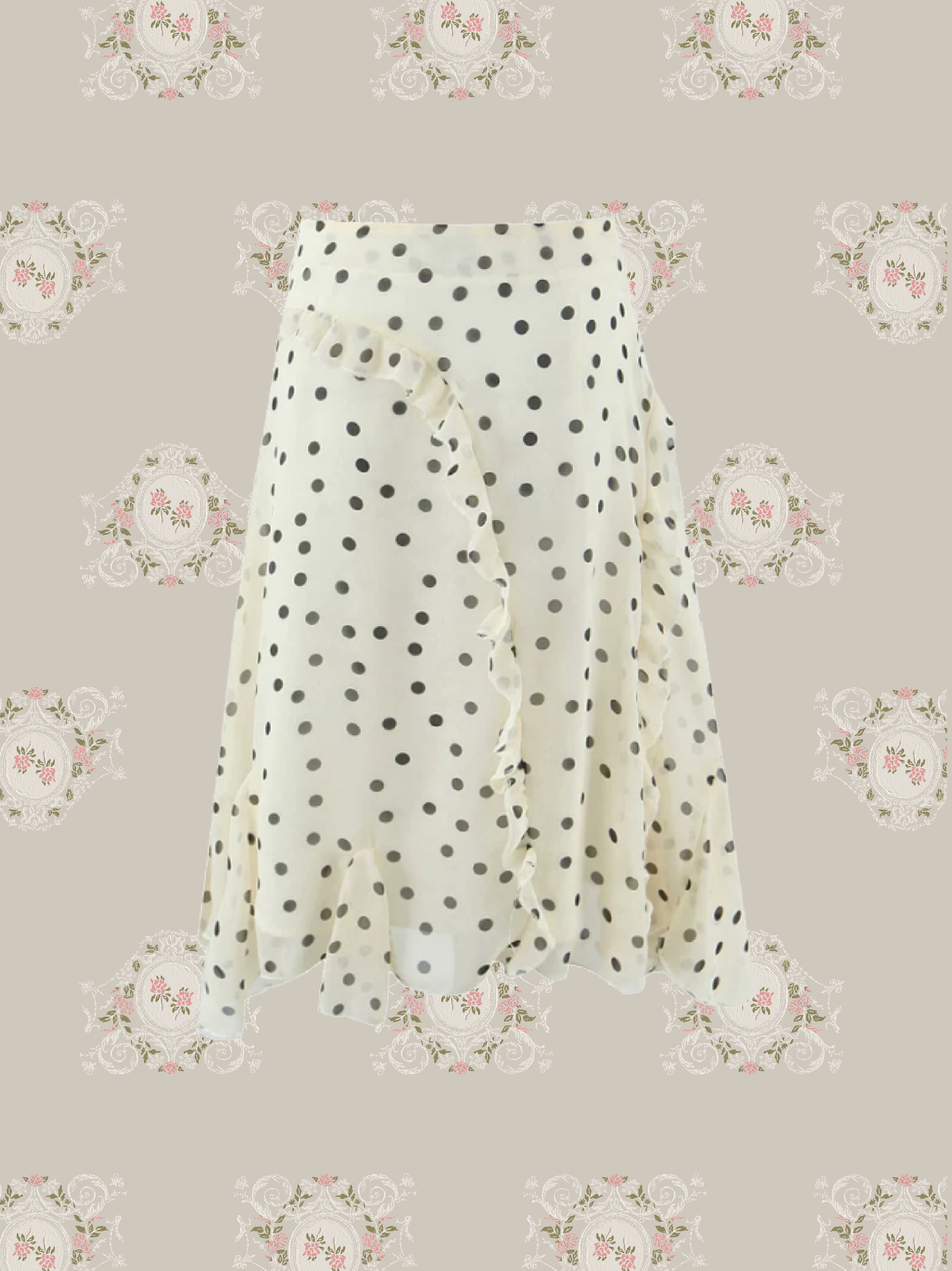 Ruffle Flare Dots Skirt/フリルフレアドットスカート