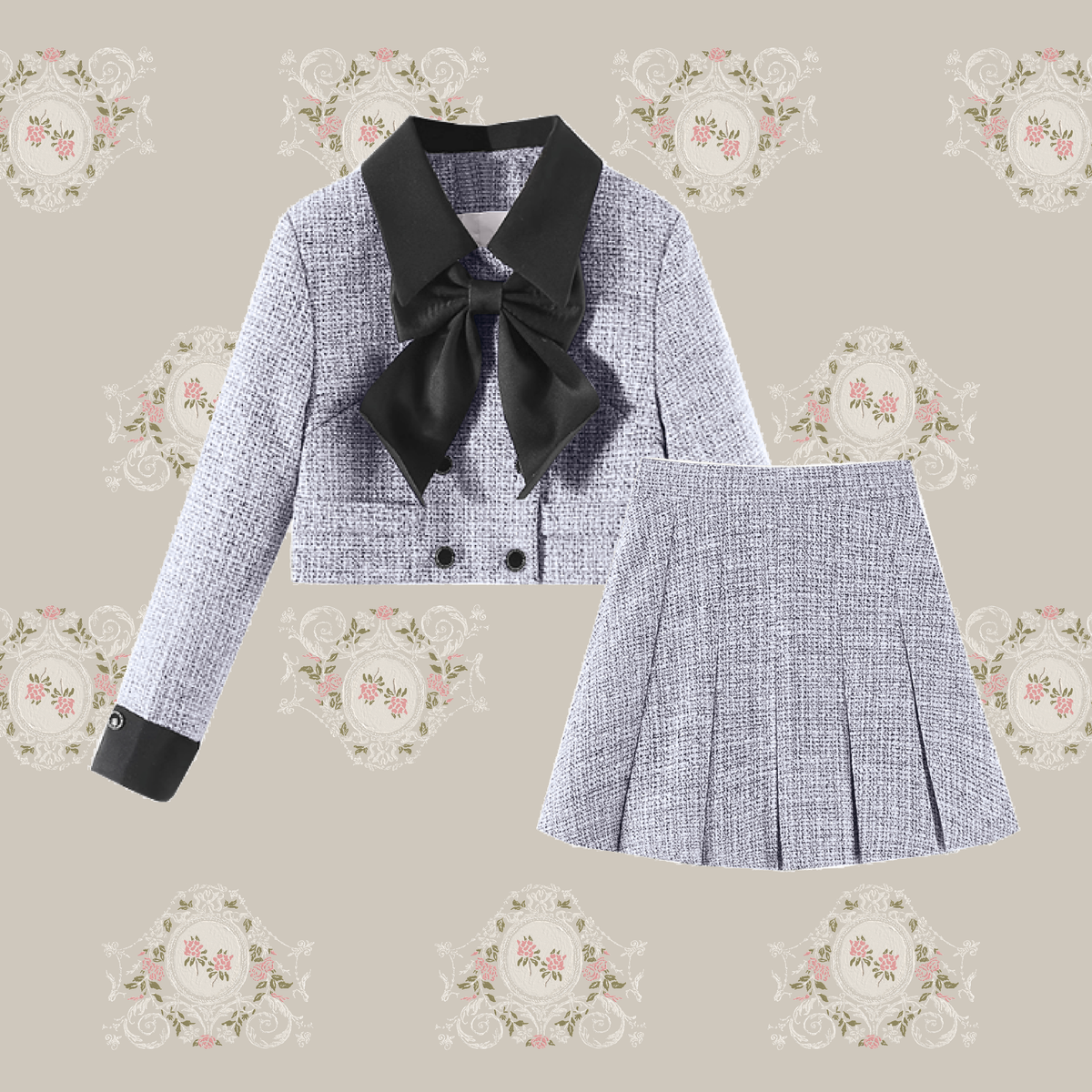 LA POMME petit ツイードリボン付きショートジャケット New Color❤︎ Elegant Tweed Ribbon Set-Up/エレガントツイード