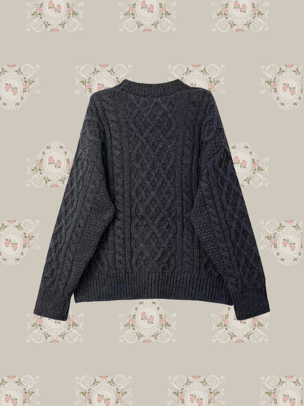 Texture Embroidered  Floral Cable Caridgan/刺繍入りフローラルケーブルニットカーディガン