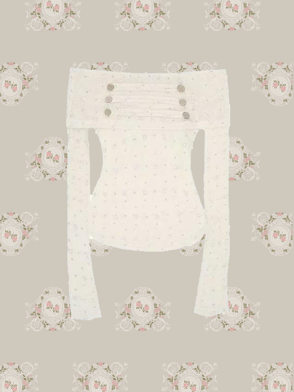 Off Shoulder Draped Button Knit Top/オフショルダードレープボタンニットトップス