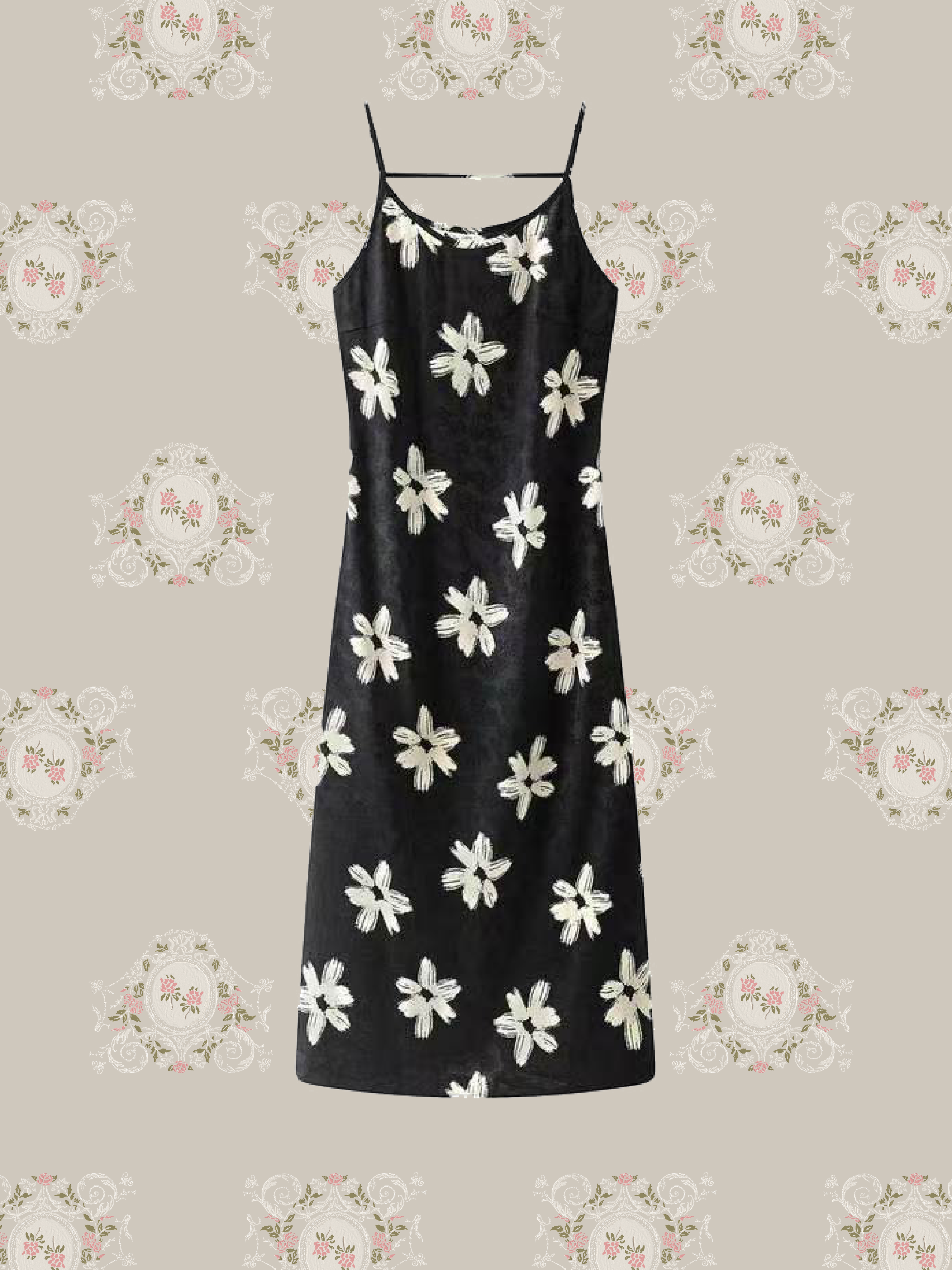 Painterly Floral Slip Dress/ペイントフローラル柄スリップドレス