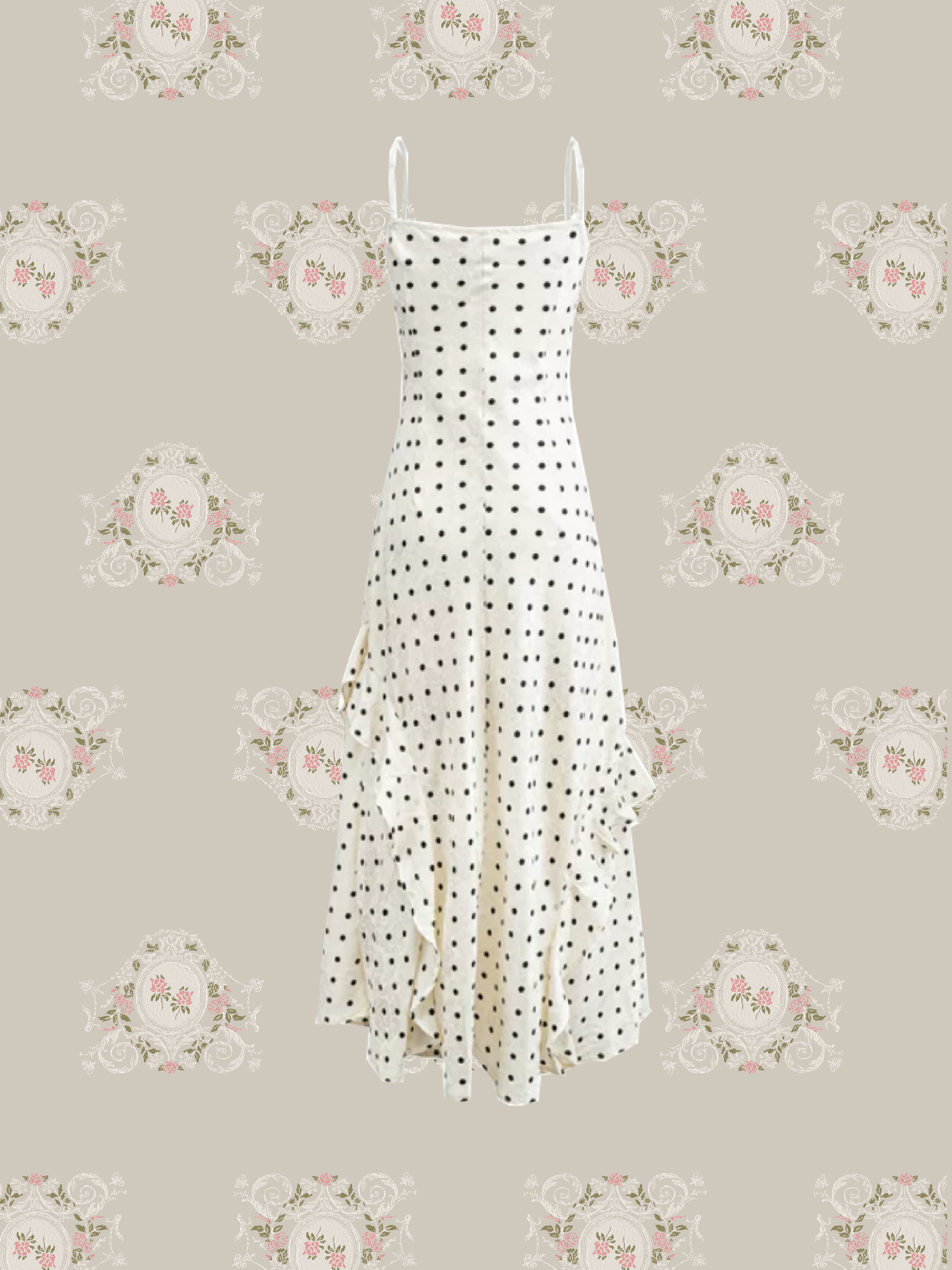 Asymmetry Ruffle Dots Cami Dress/アシンメトリーフリルドットキャミドレス
