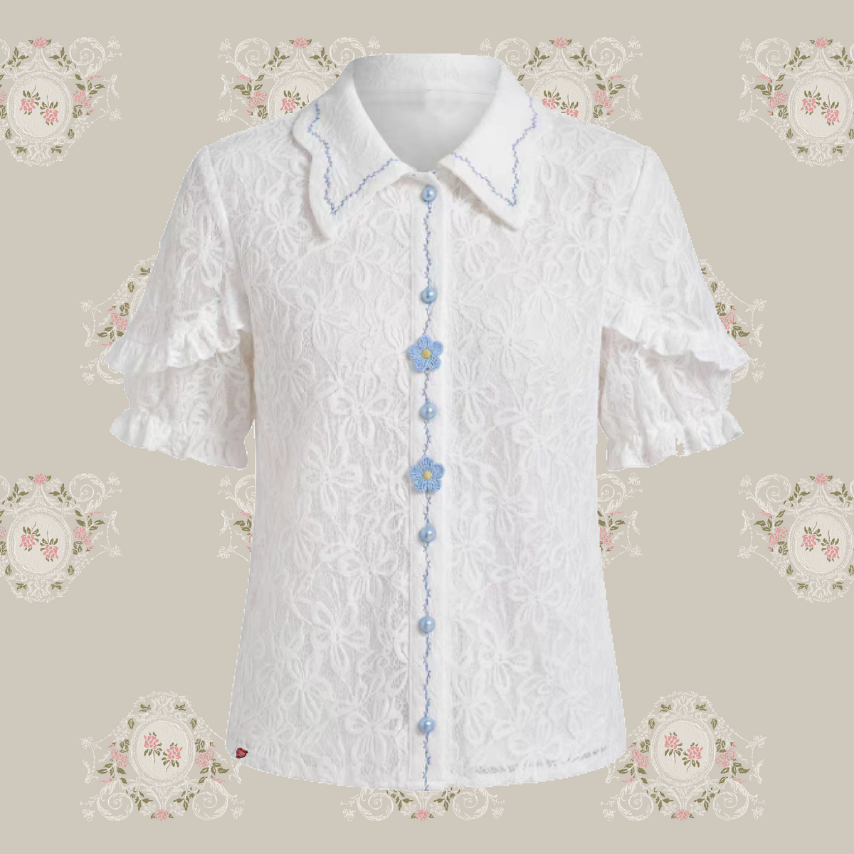 Azure Petal Lace Shirt/アズールペタルレースシャツ