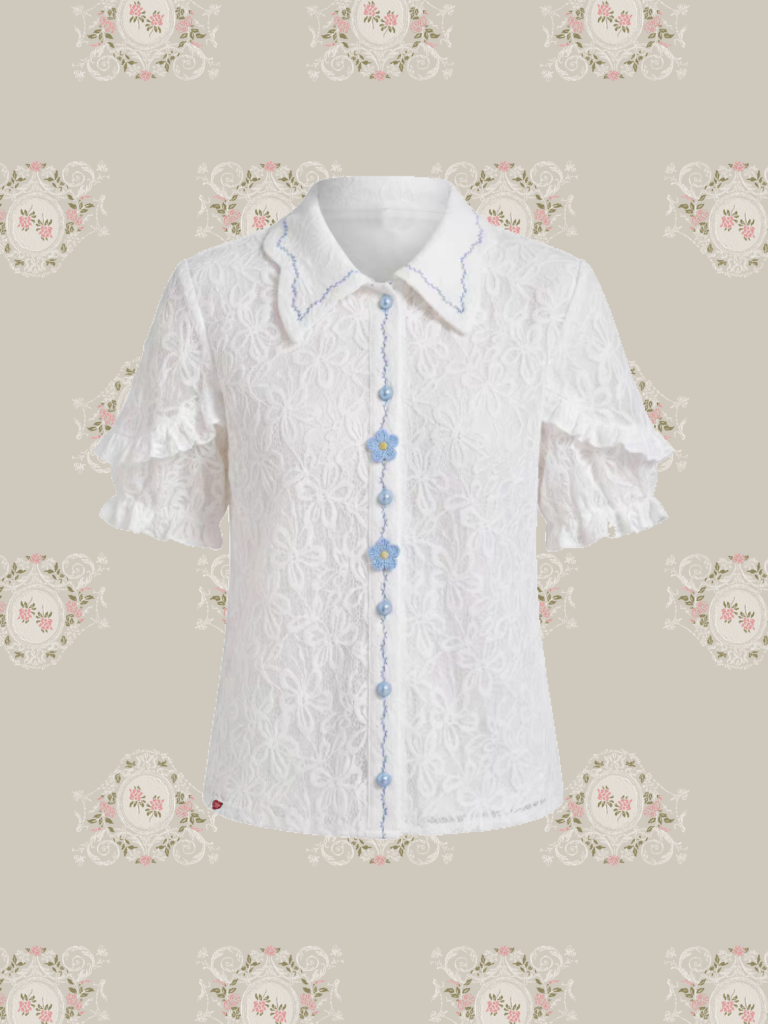 Azure Petal Lace Shirt/アズールペタルレースシャツ
