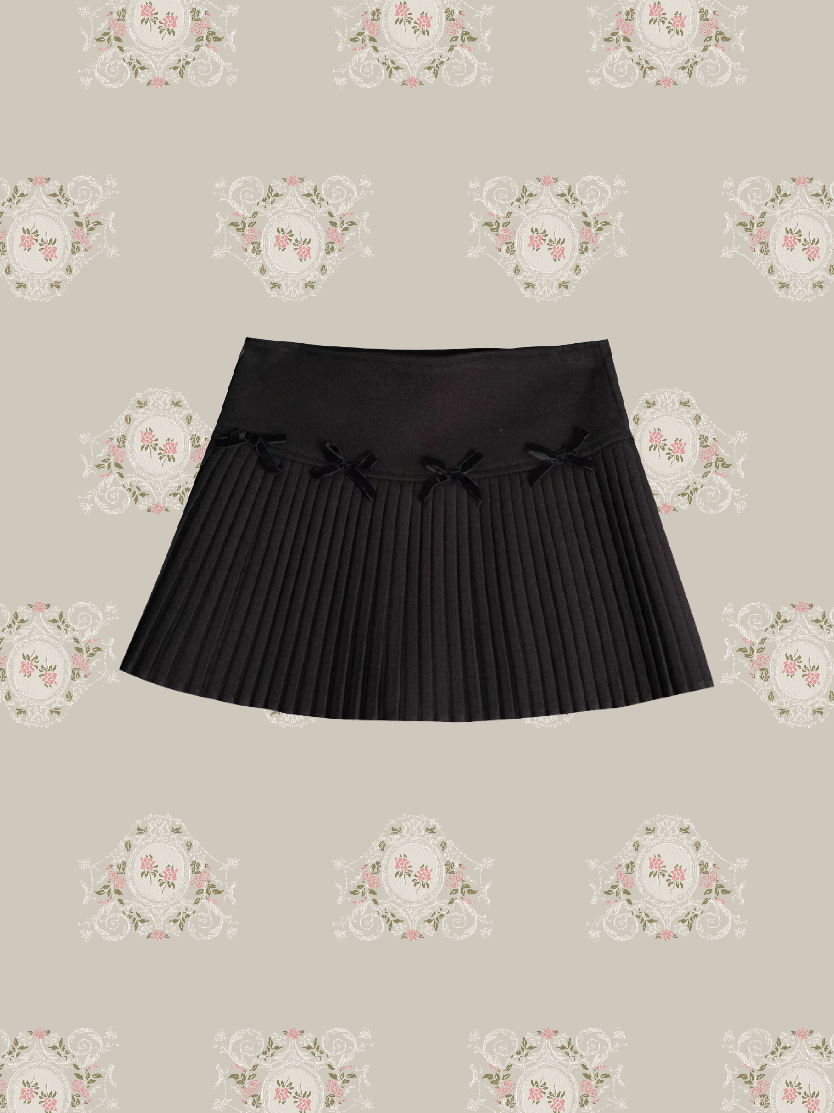 Pleats Ribbon Mini Skirt/プリーツリボンミニスカート