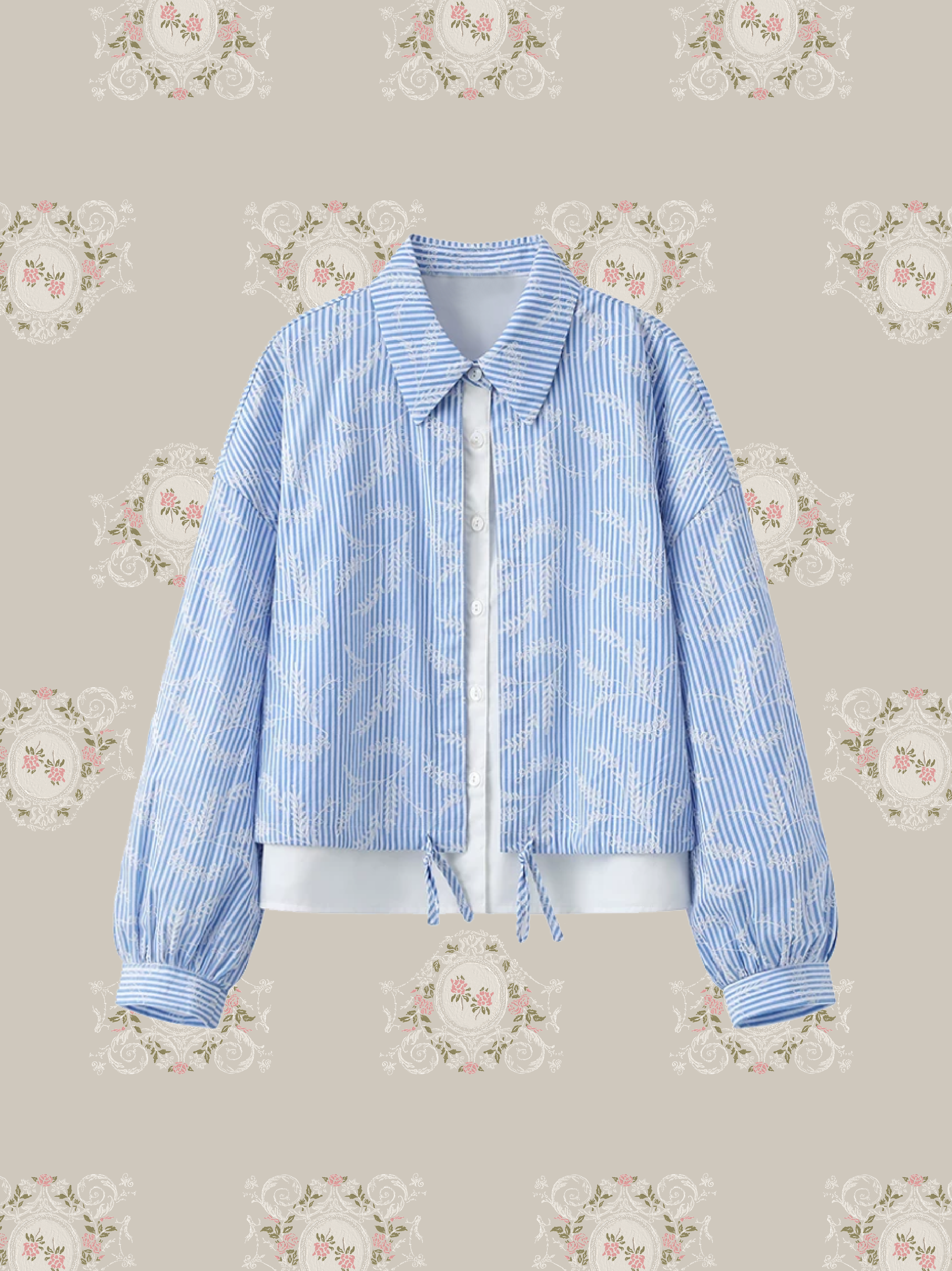 Fake Two Stripe Shirt Jacket/フェイクツーストライプシャツジャケット