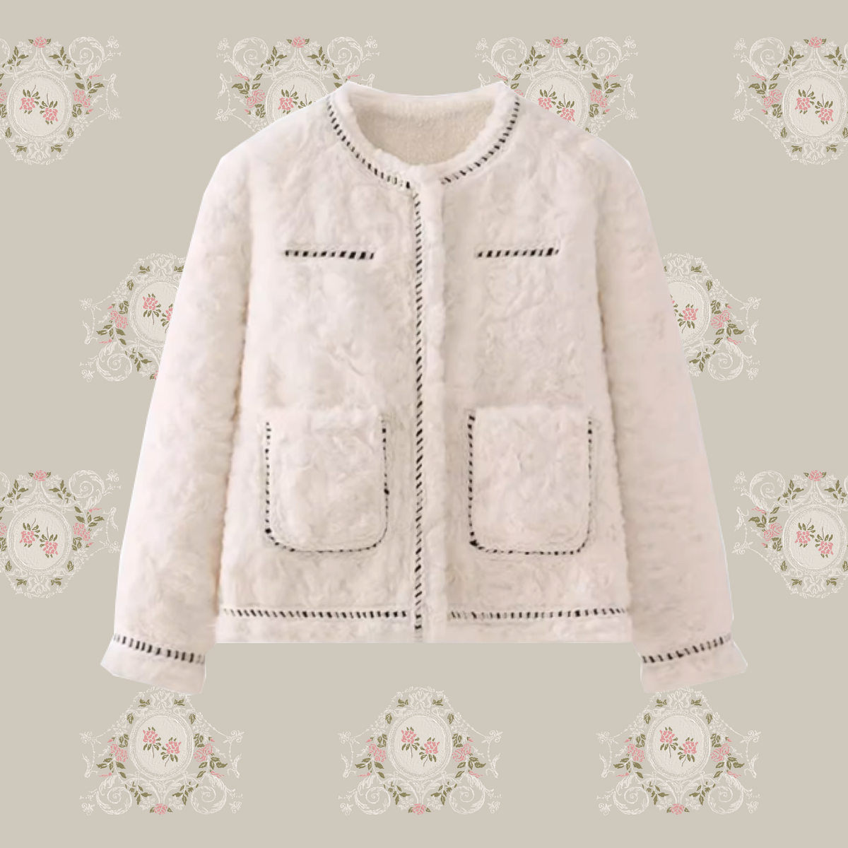 ジャケット・アウター LA POMME PETIT FAUX FUR PLUSH SHORT COAT Faux Fur Plush Short Coat