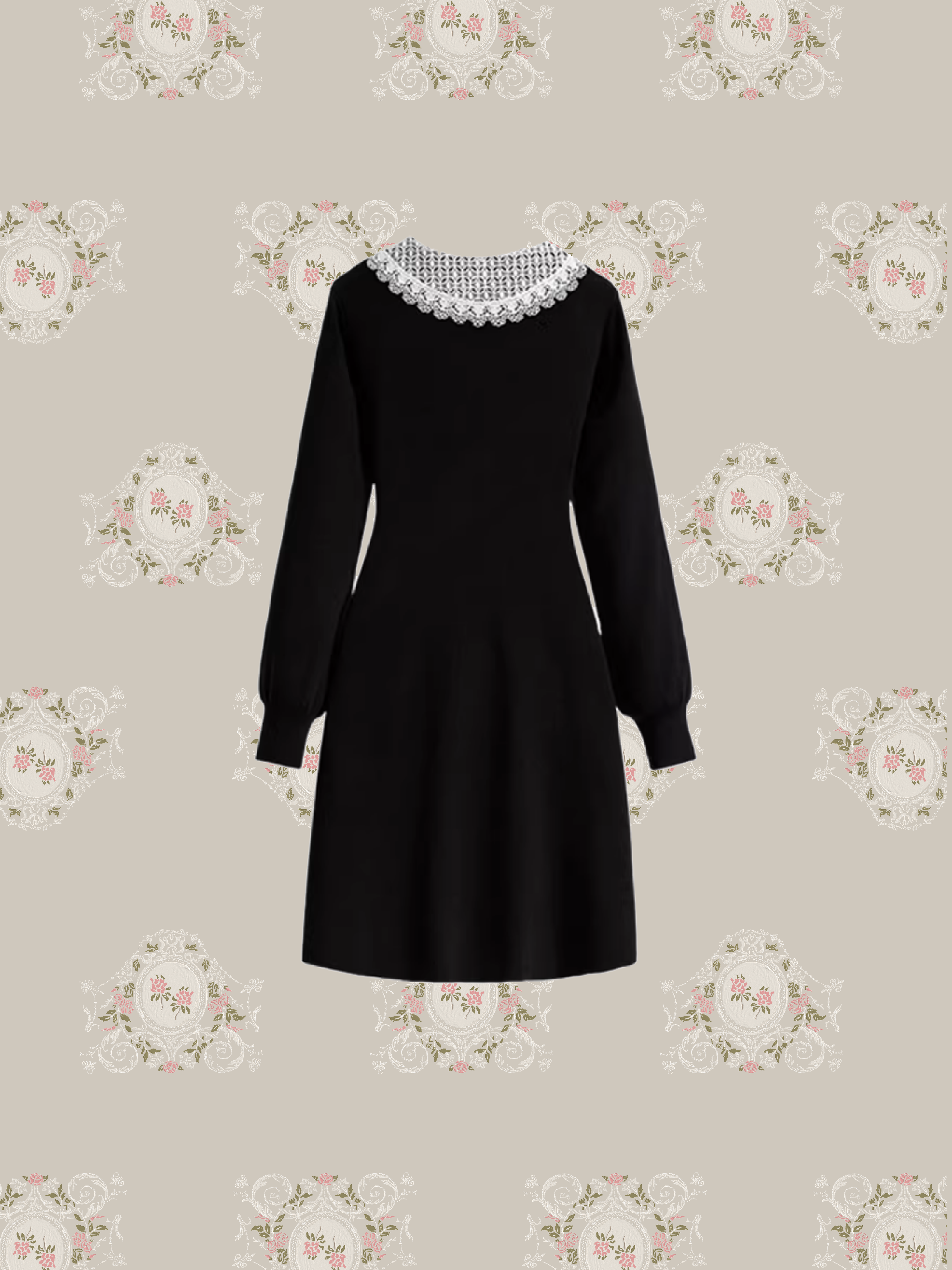 Bijou Deco Lace Collar One Piece/ビジューデコレースカラーワンピース