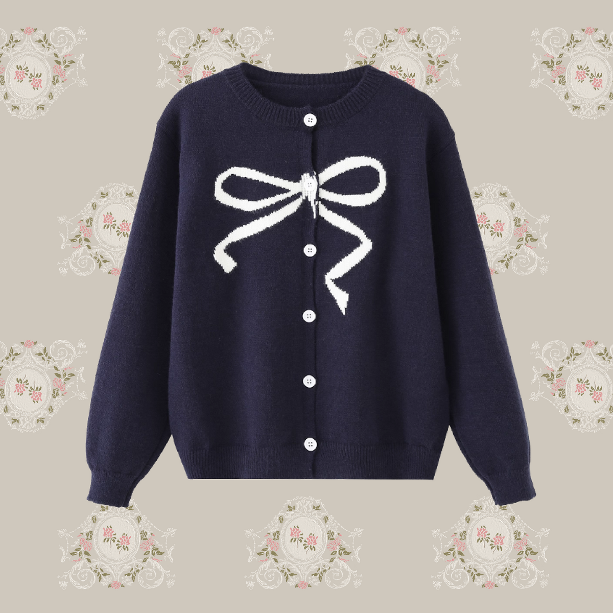 Ribbon Motif Navy Cardigan/リボンモチーフネイビーカーディガン Ribbon Motif Navy Cardigan/リボンモチーフネイビーカーディガン