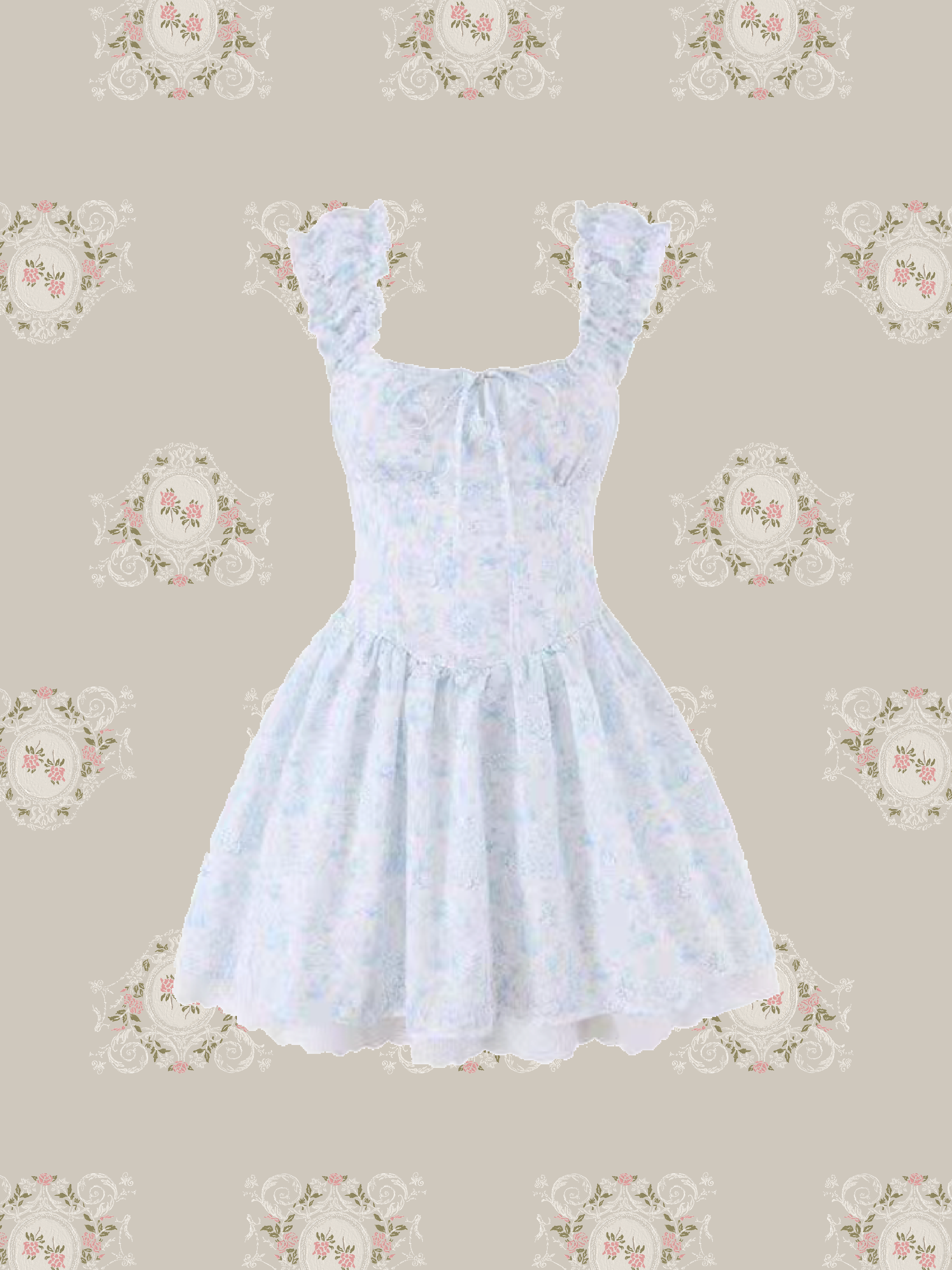 Fleur Lace Square Neck Mini Dress/フルールレーススクエアネックミニドレス