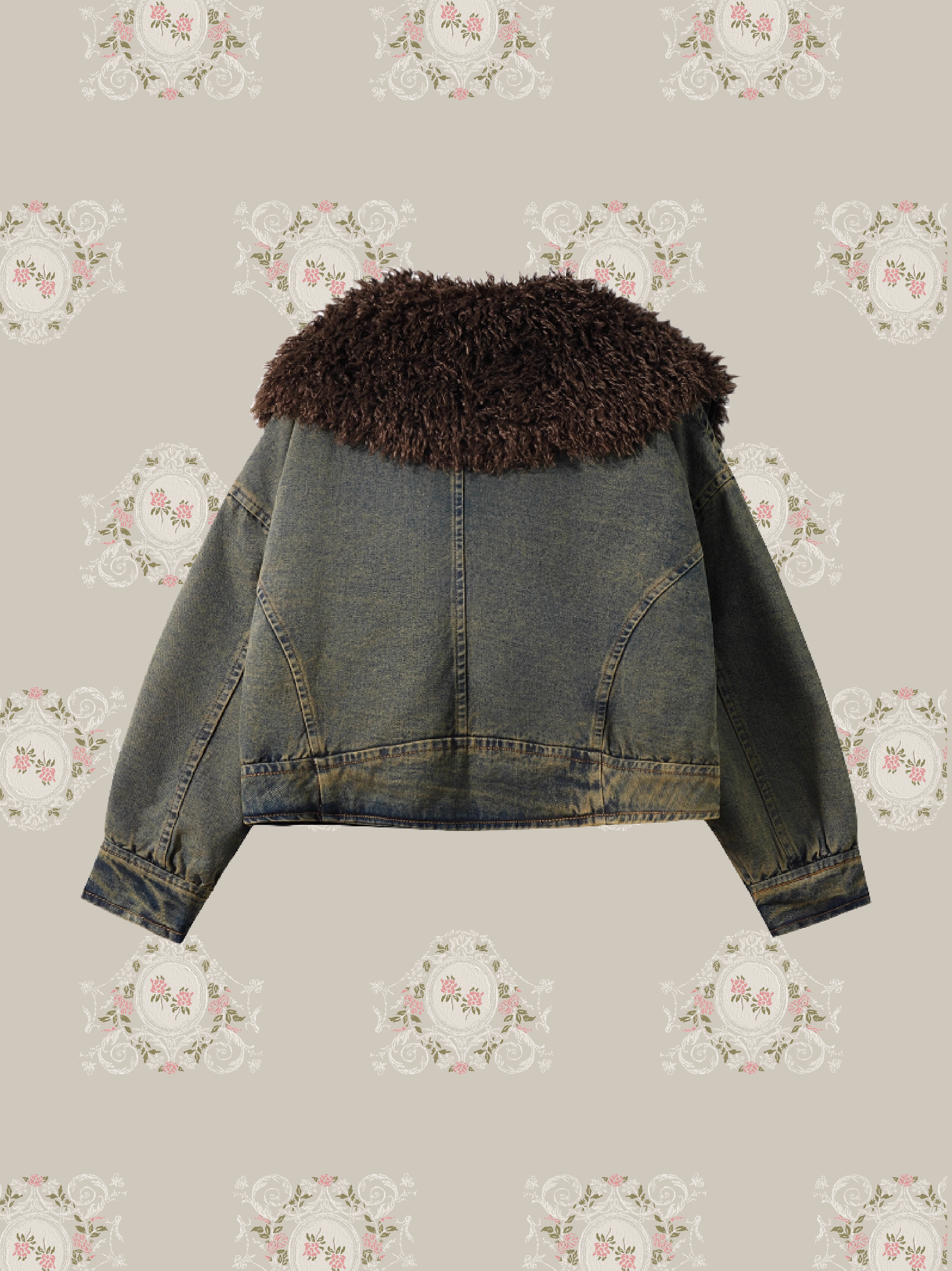 Big Fluffy Collar Denim Down Jacket/ビッグカラーデニムダウンジャケット