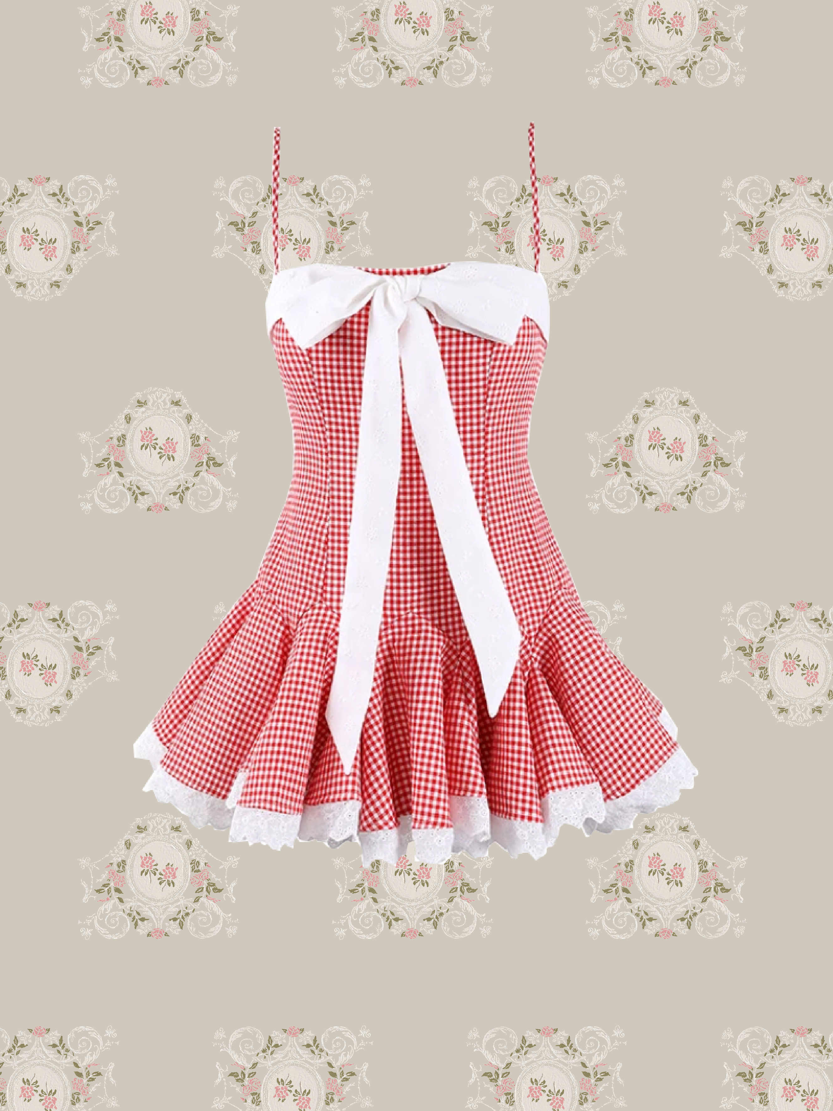 Cheerful Plaid Big Ribbon Cami Dress/華やかチェックビッグリボンキャミワンピース
