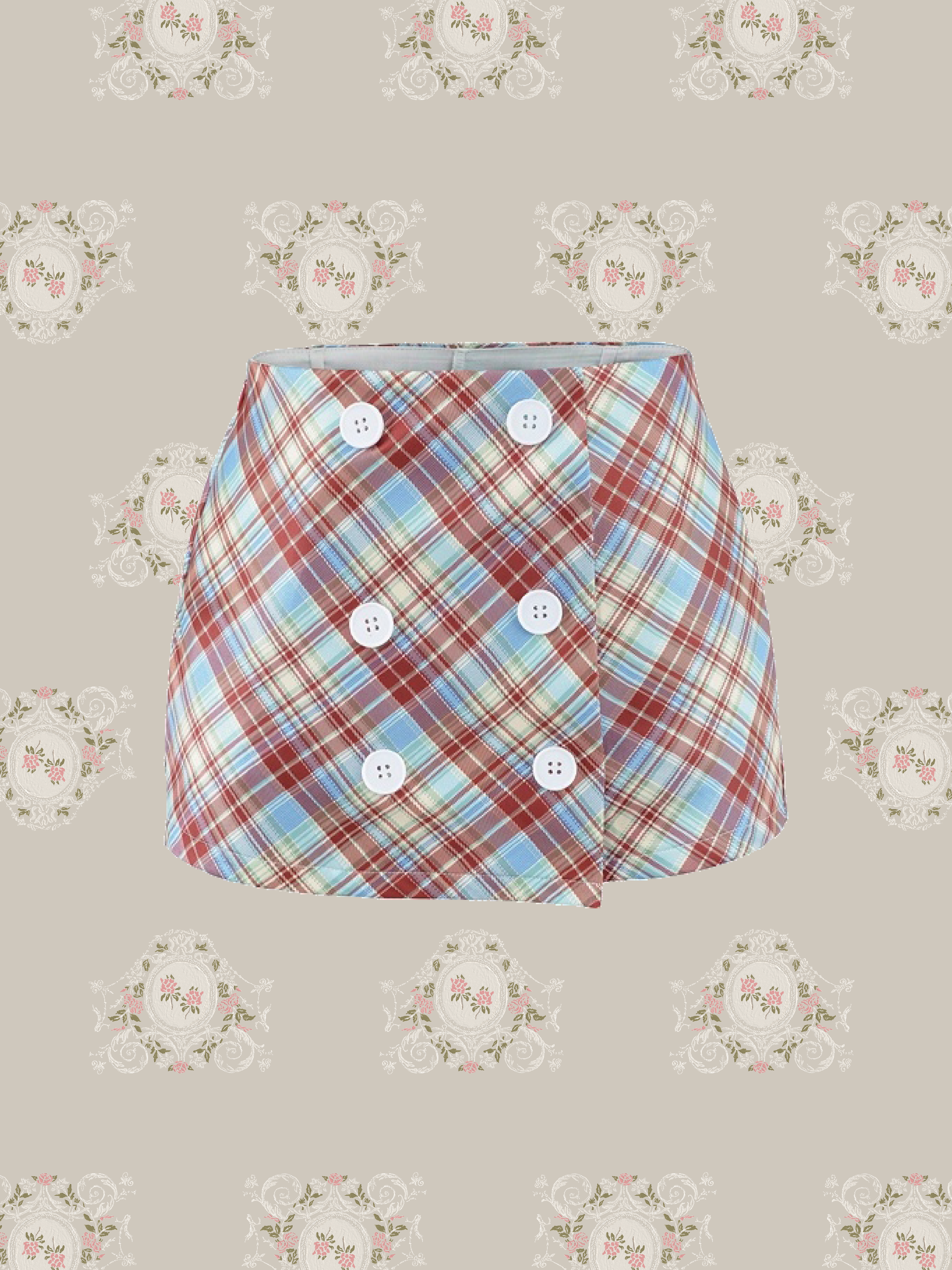 Double Breasted Plaid Mini Skirt/ダブルブレストチェック柄ミニスカート